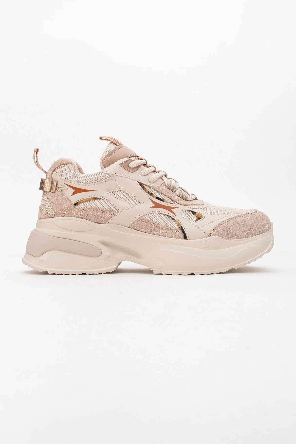 Marron - Beige Patterned Sneaker (Women) - Image 6
