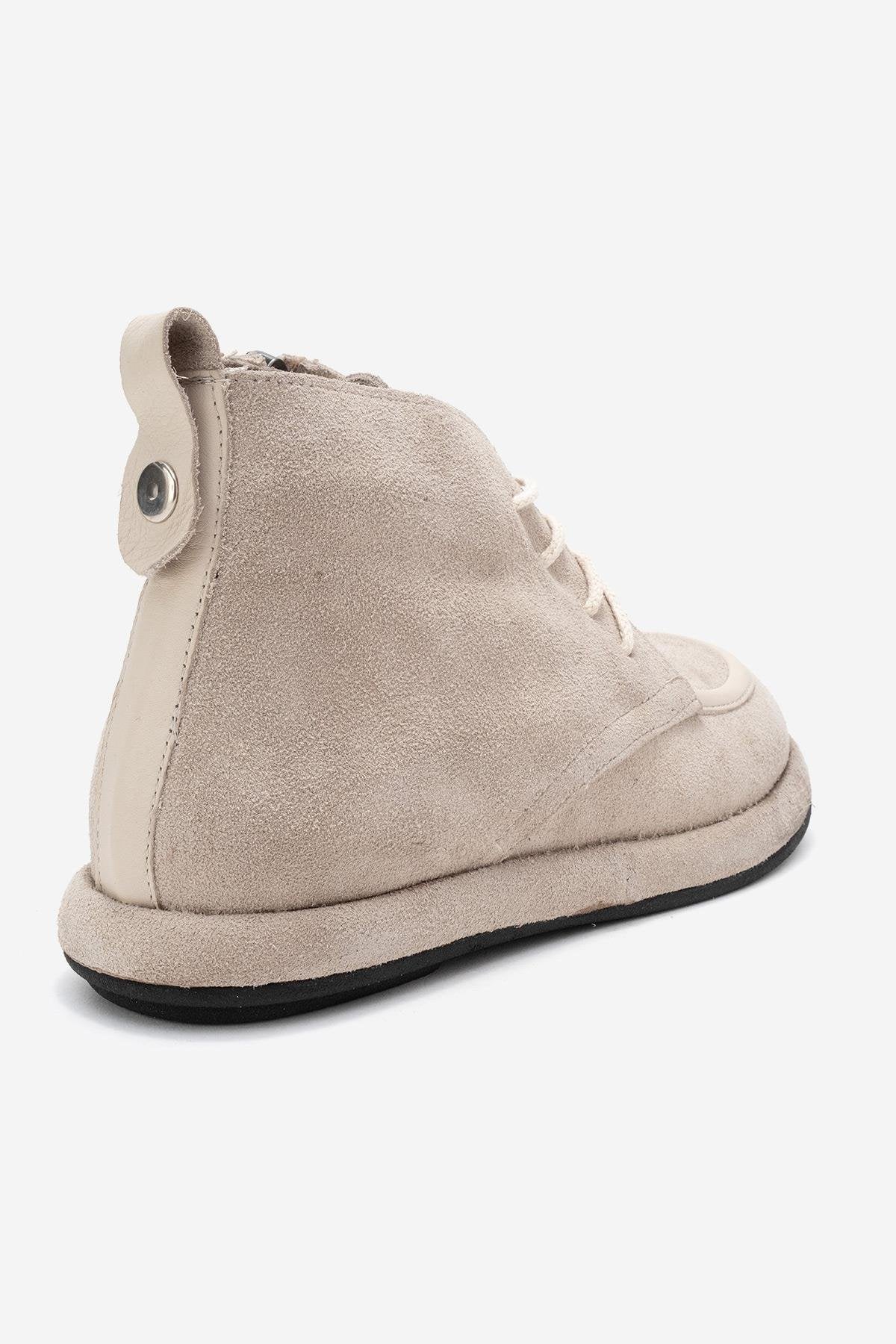 Martas - Beige Suede Genuine Leather Lace-Up Zip Ankle Boot (Women) - Image 5