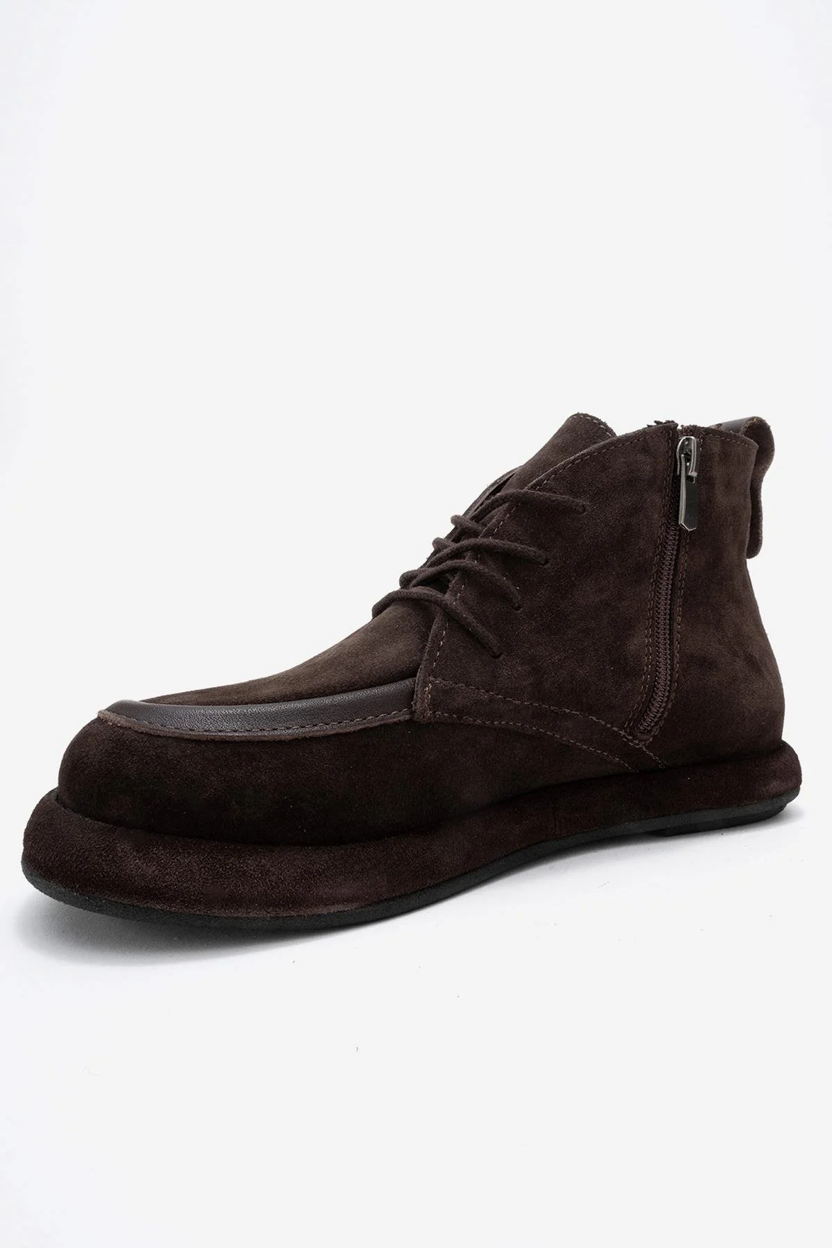 Martas - Brown Suede Genuine Leather Lace-Up Zip Ankle Boot (Women) - Image 4