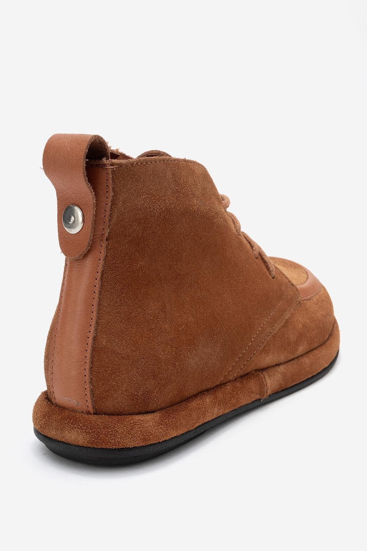 Martas - Cognac Suede Genuine Leather Lace-Up Zip Ankle Boot (Women) - Image 5
