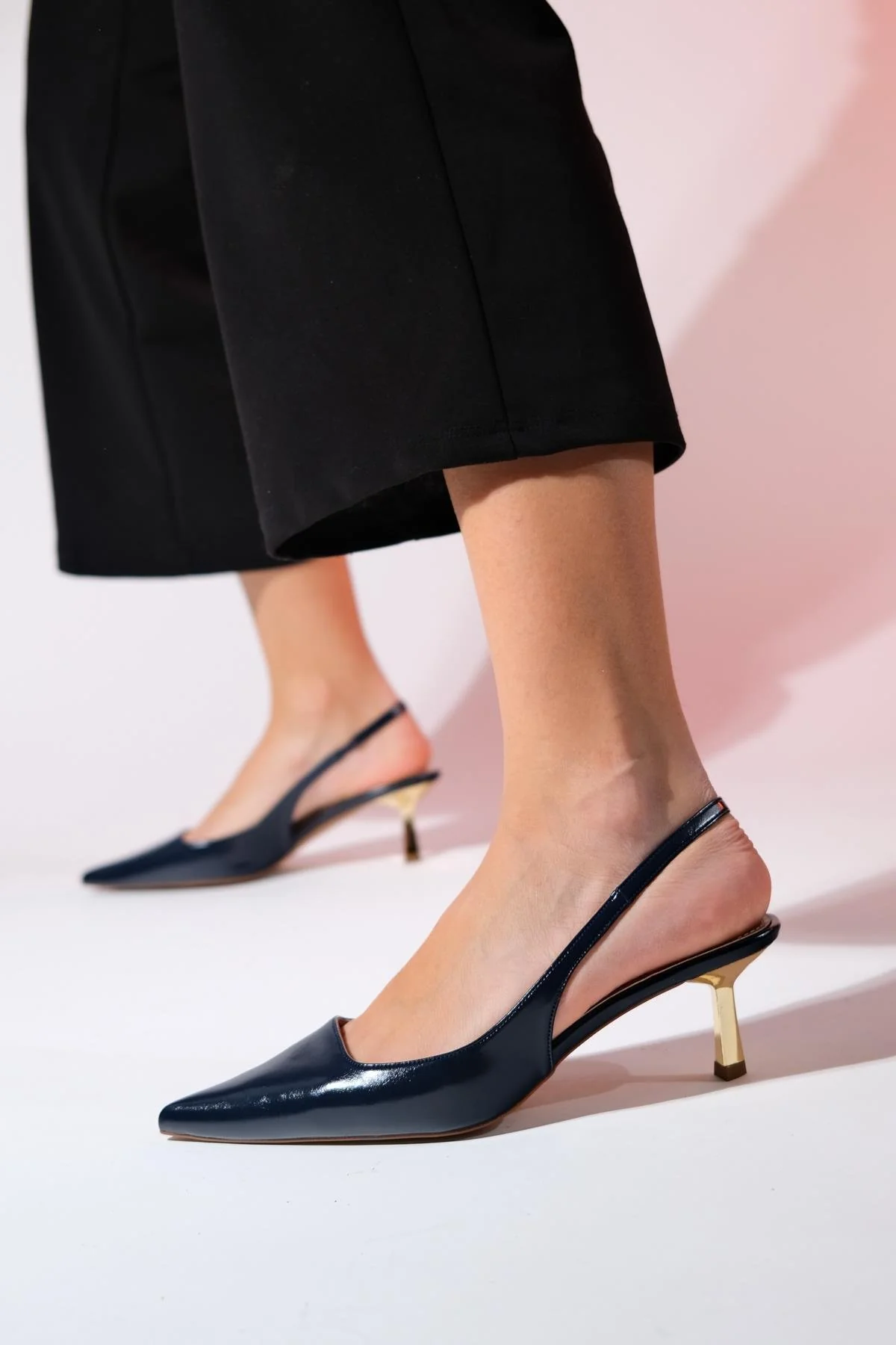 Marten - Navy Pointed Toe Backless Stiletto (Women) - Image 2