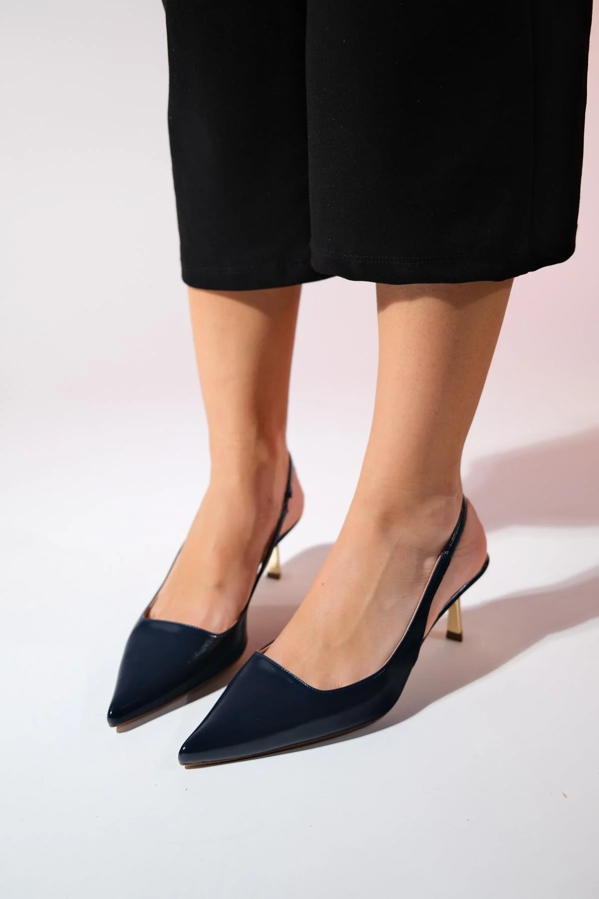 Marten - Navy Pointed Toe Backless Stiletto (Women) - Image 3