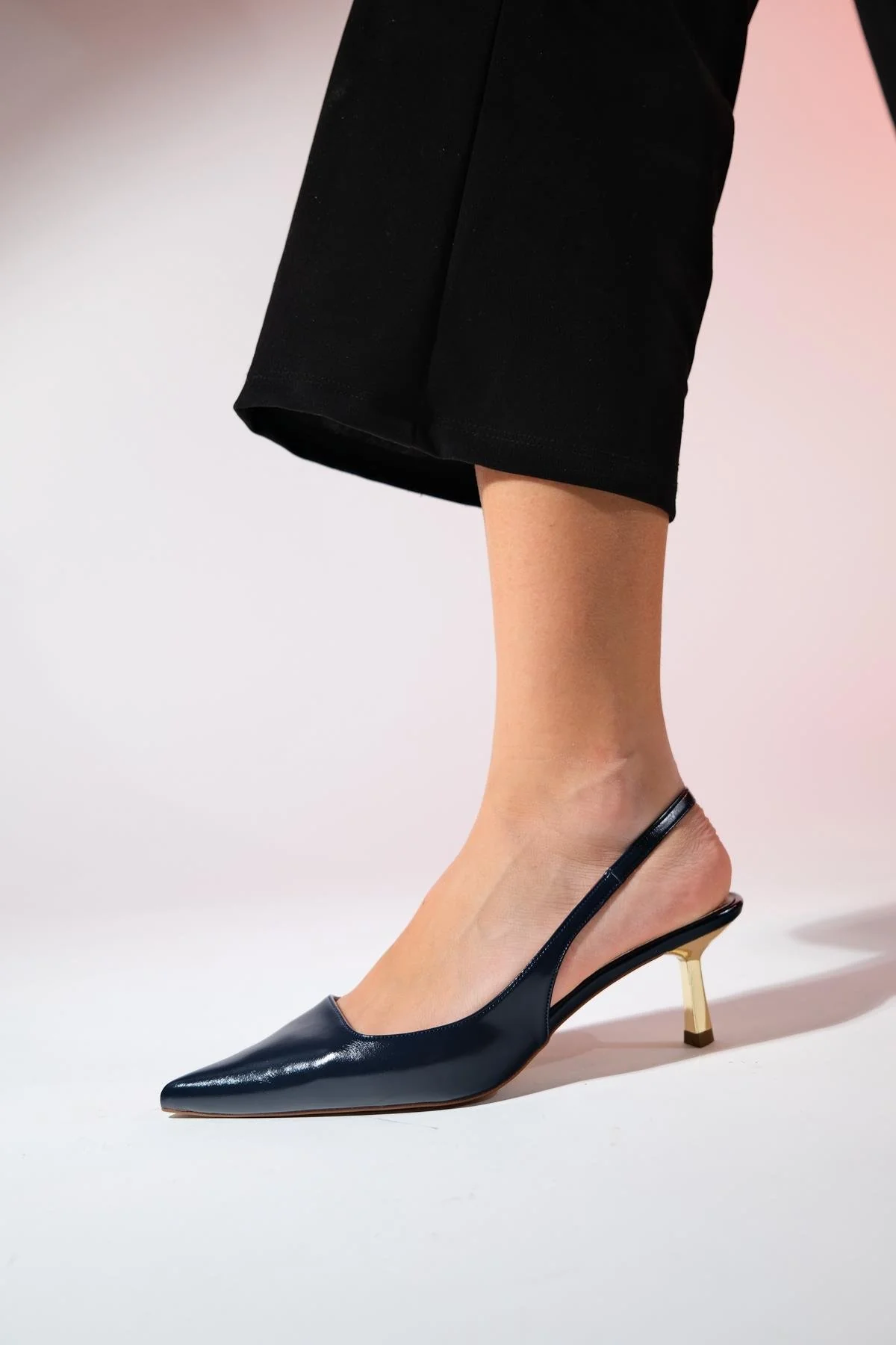 Marten - Navy Pointed Toe Backless Stiletto (Women) - Image 4