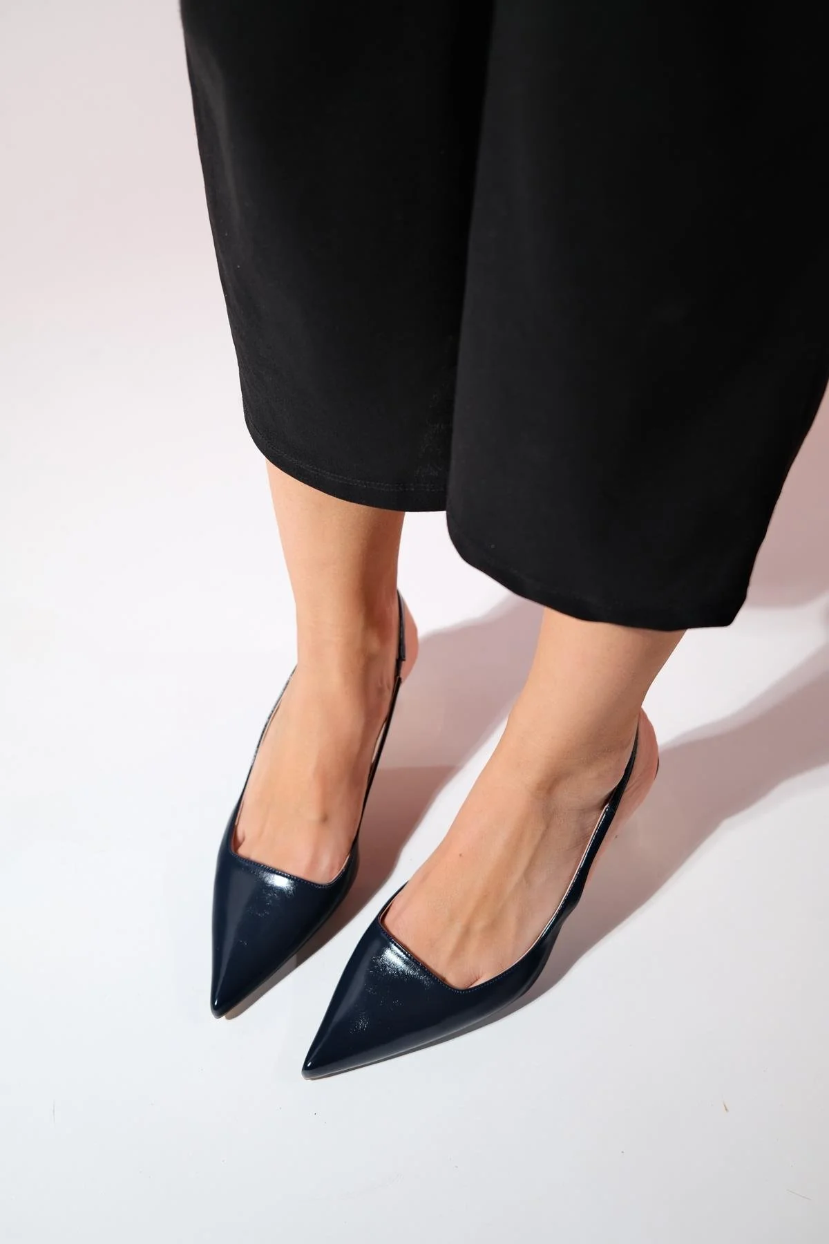 Marten - Navy Pointed Toe Backless Stiletto (Women) - Image 5