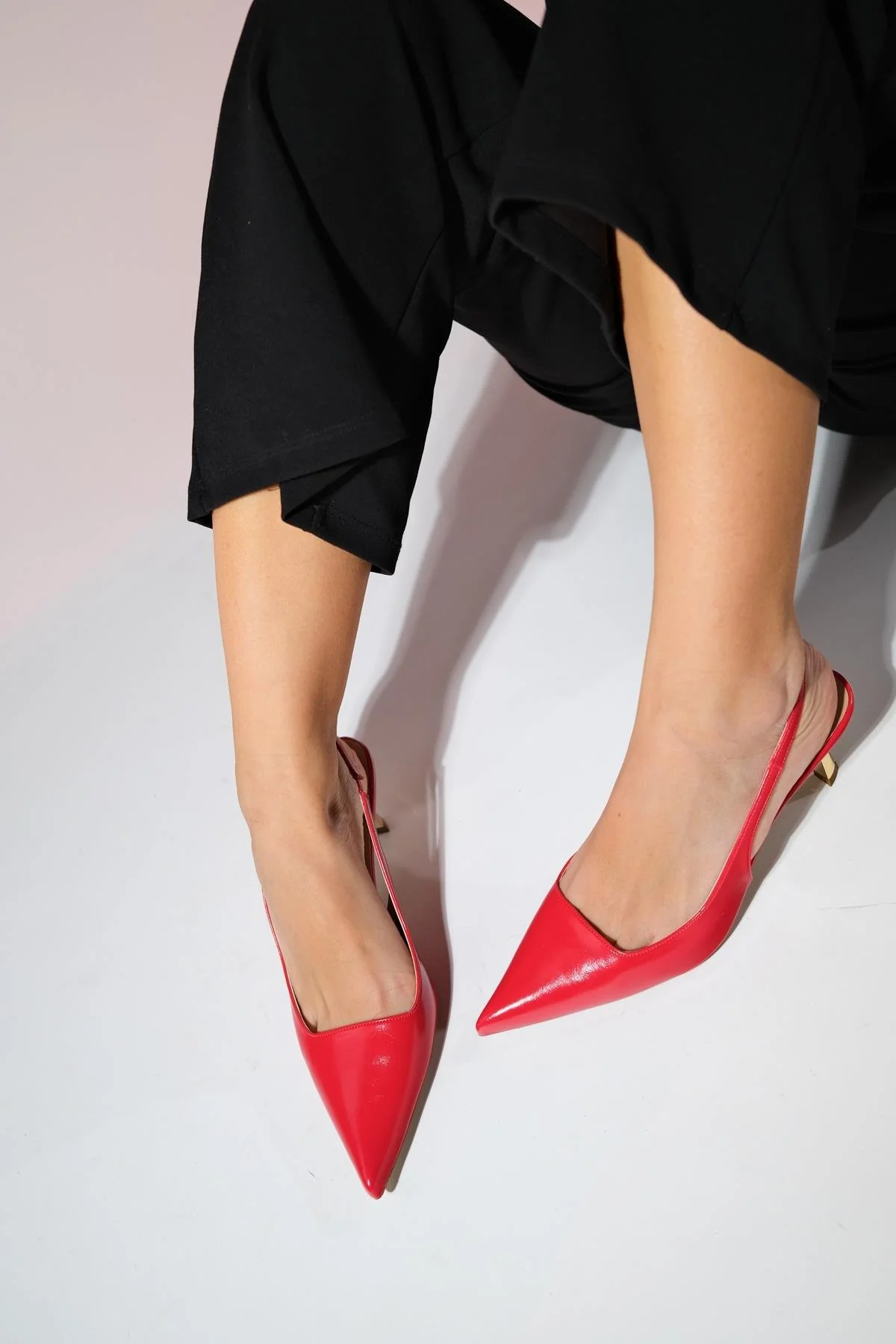 Marten - Red Pointed Toe Slingback Stiletto (Women) - Image 4