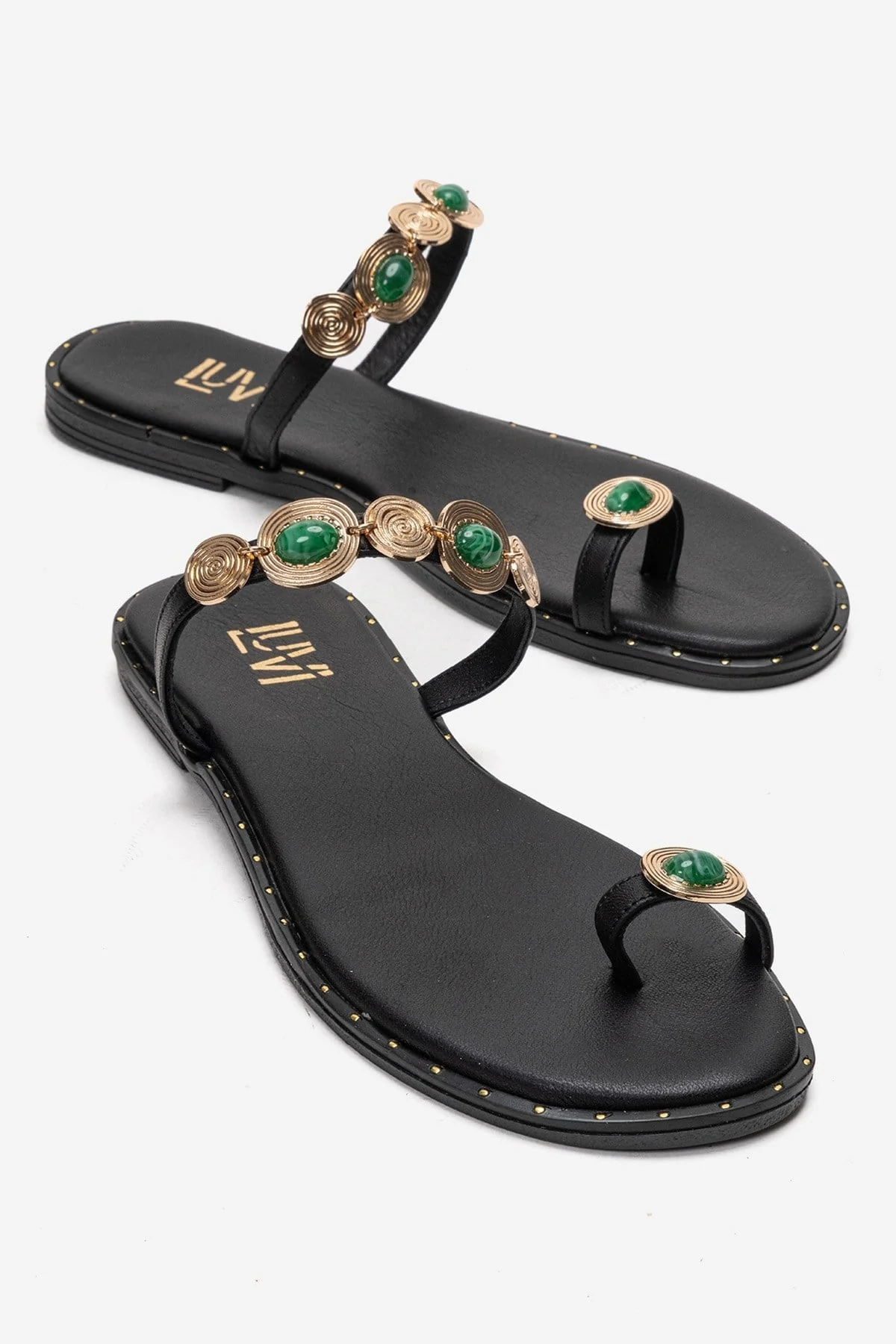 MARTINEZ - Black Genuine Leather Thong Sandal (Women)