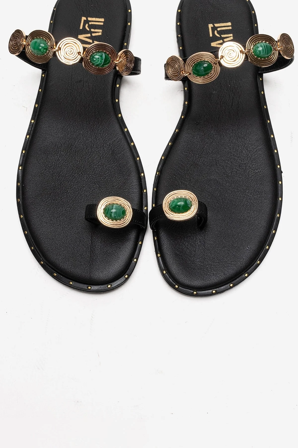 MARTINEZ - Black Genuine Leather Thong Sandal (Women) - Image 2