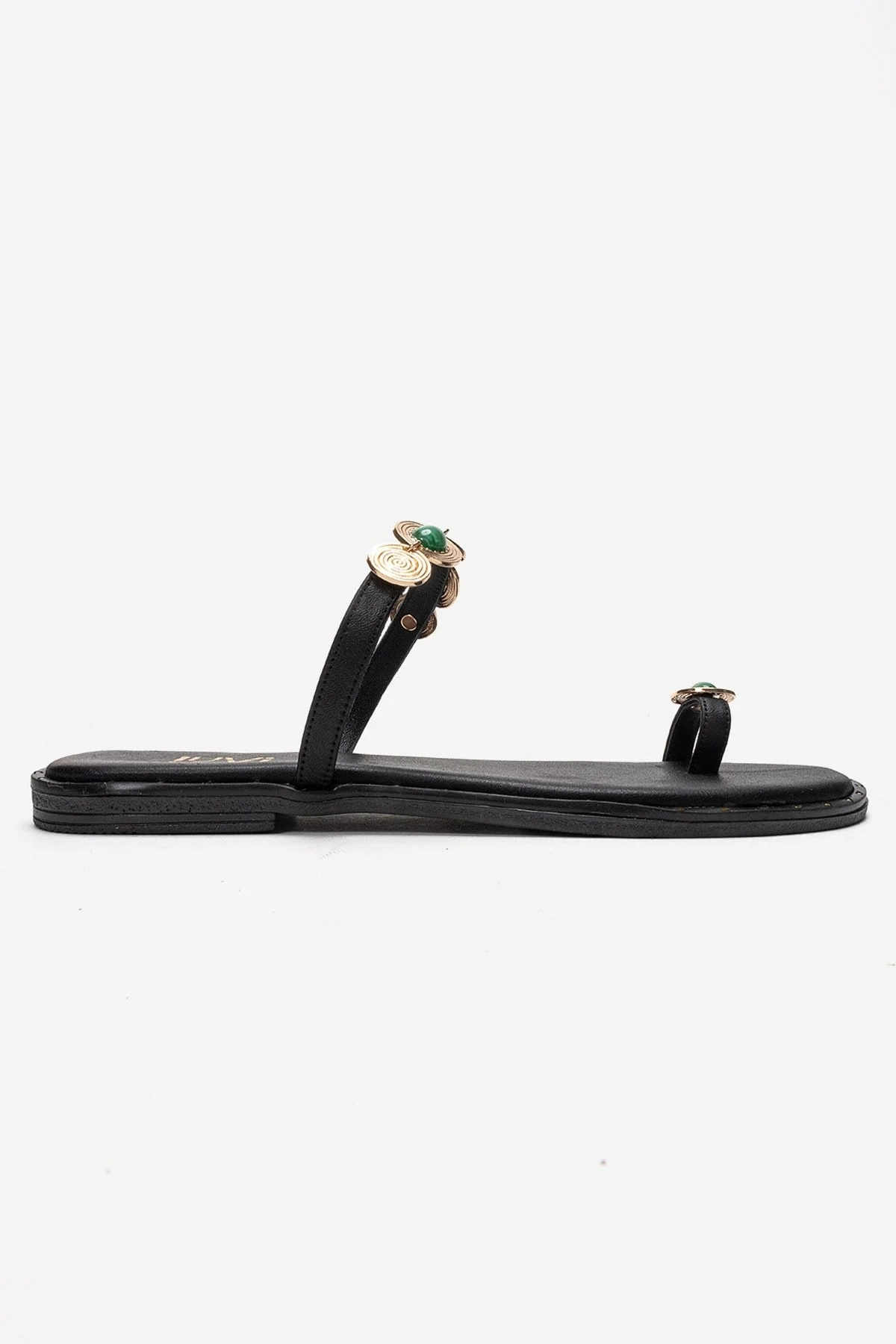 MARTINEZ - Black Genuine Leather Thong Sandal (Women) - Image 4