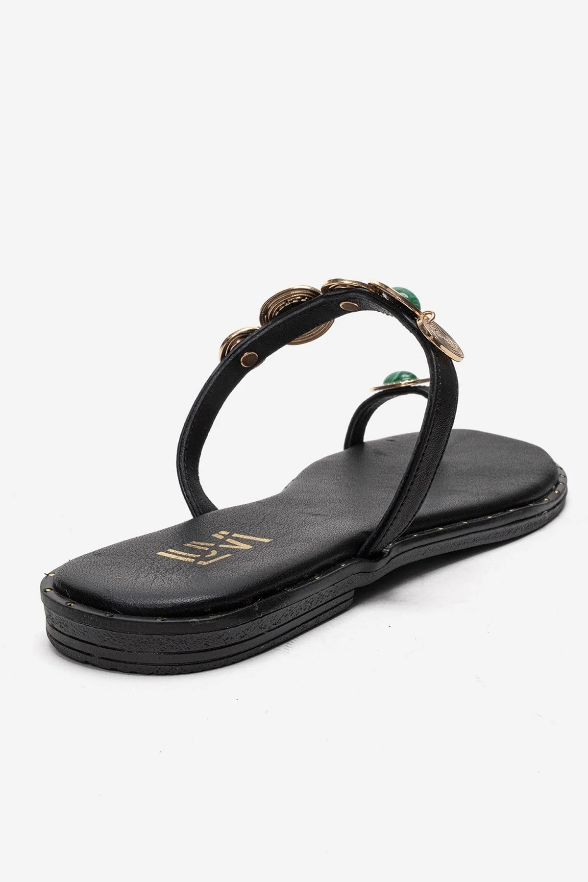 MARTINEZ - Black Genuine Leather Thong Sandal (Women) - Image 5