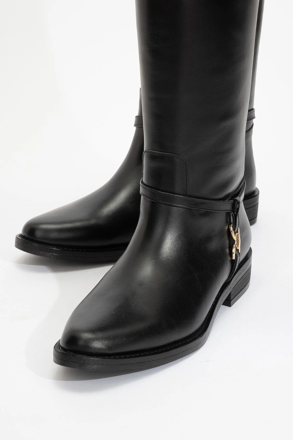 May Black Leather Buckle Boot (Women) - Image 3