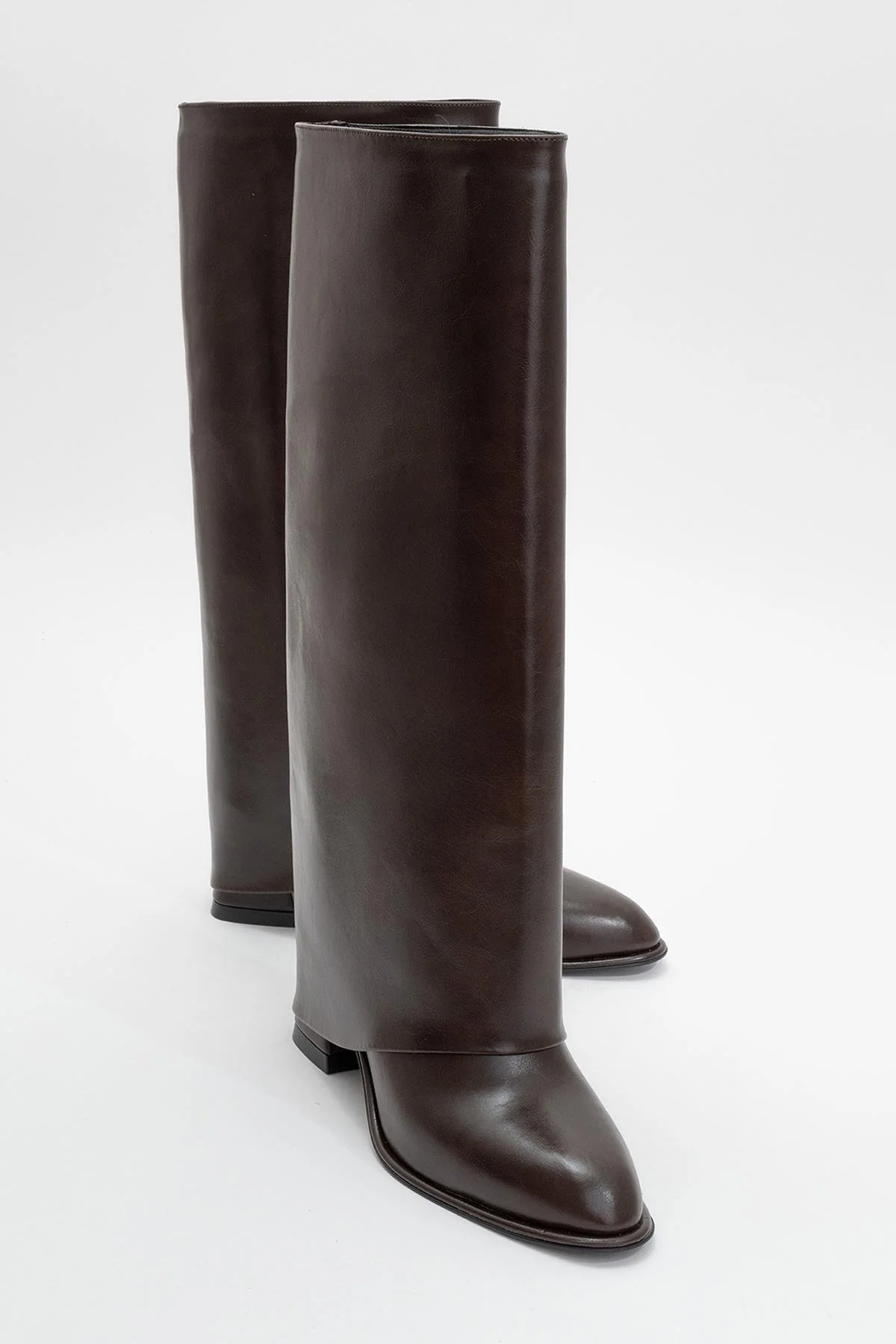Maybe Brown Chunky Heel Boot (Women)