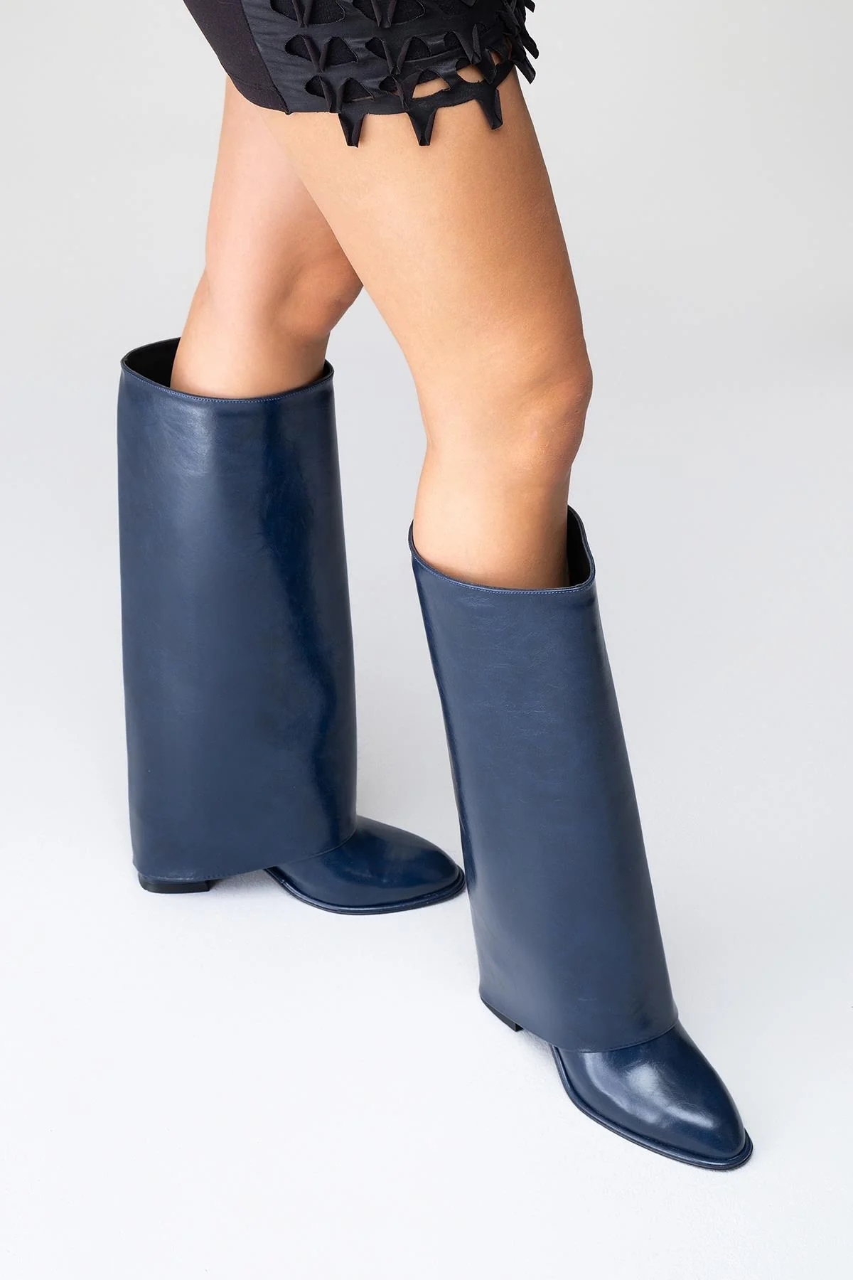 Maybe Navy Chunky Heel Boot (Women) - Image 10