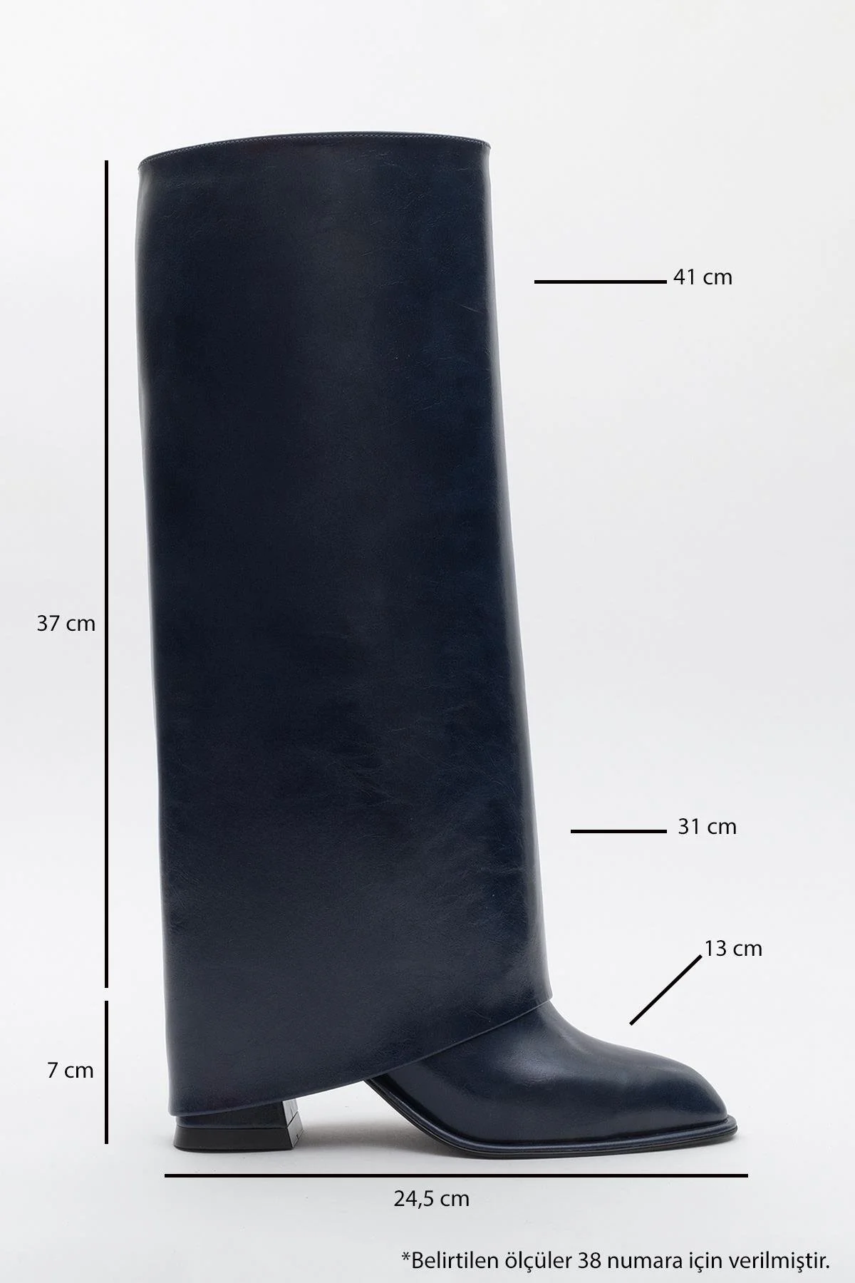 Maybe Navy Chunky Heel Boot (Women) - Image 5