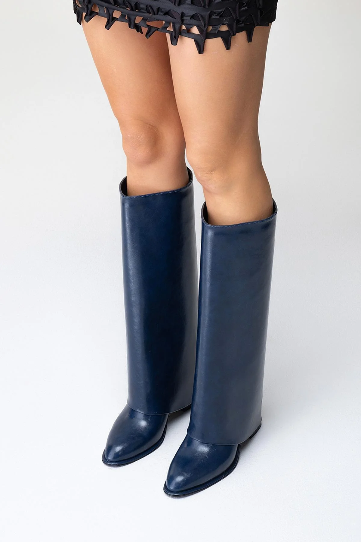 Maybe Navy Chunky Heel Boot (Women) - Image 6