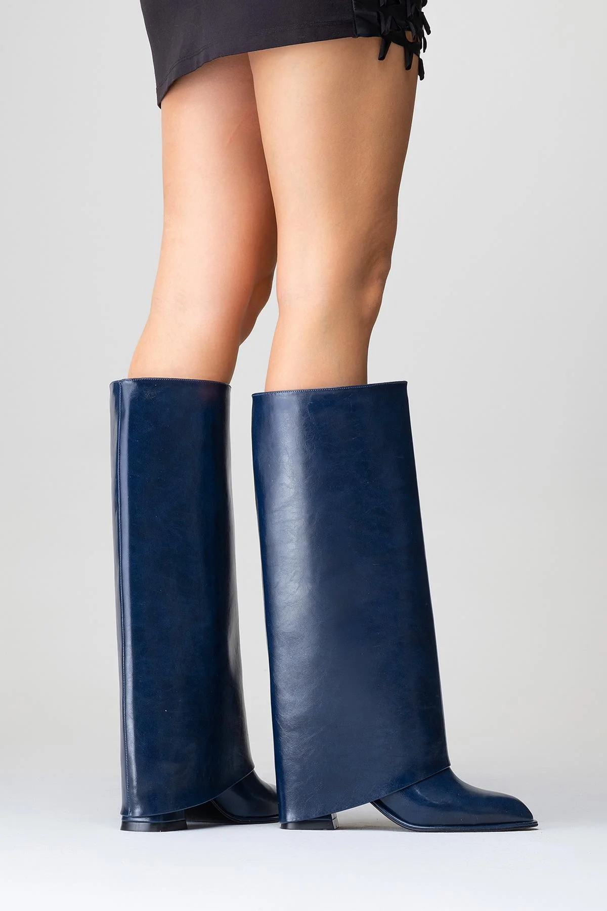 Maybe Navy Chunky Heel Boot (Women) - Image 7