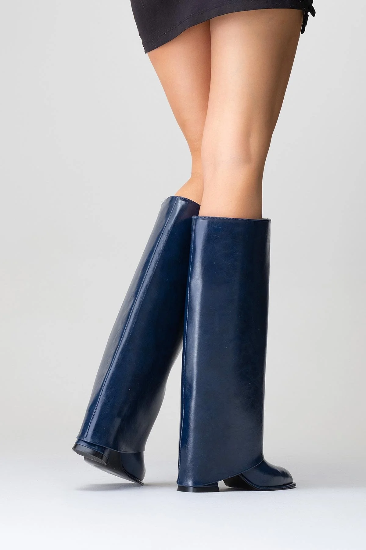 Maybe Navy Chunky Heel Boot (Women) - Image 8