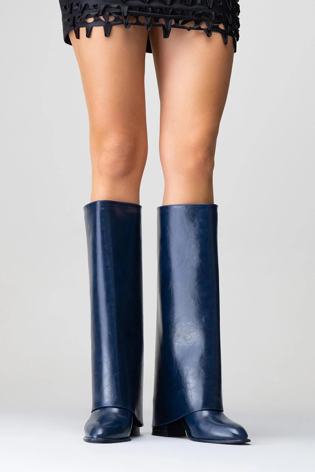 Maybe Navy Chunky Heel Boot (Women) - Image 9