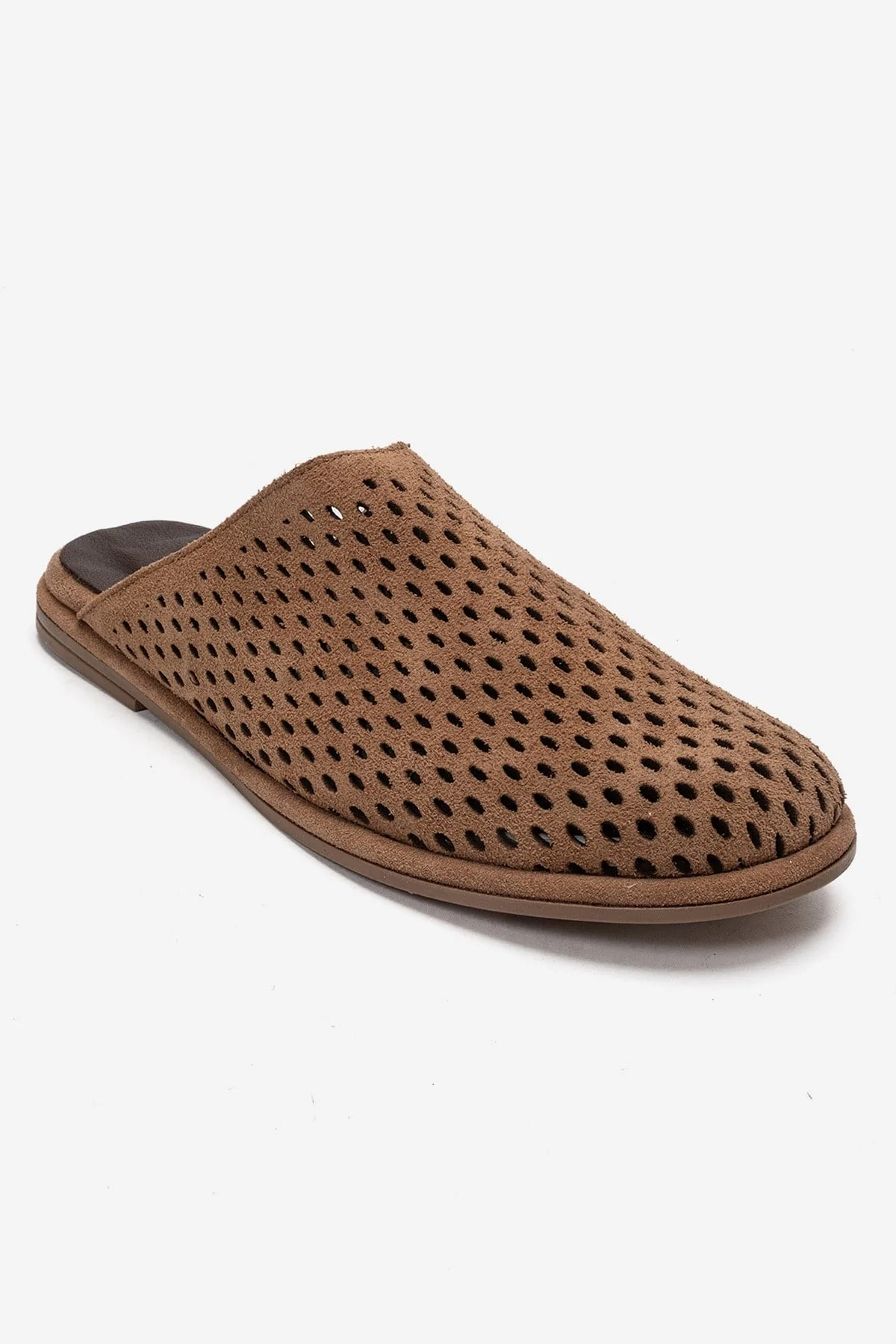 Melara - Camel Genuine Leather (Suede) Perforated Closed-Toe Slide (Women) - Image 3