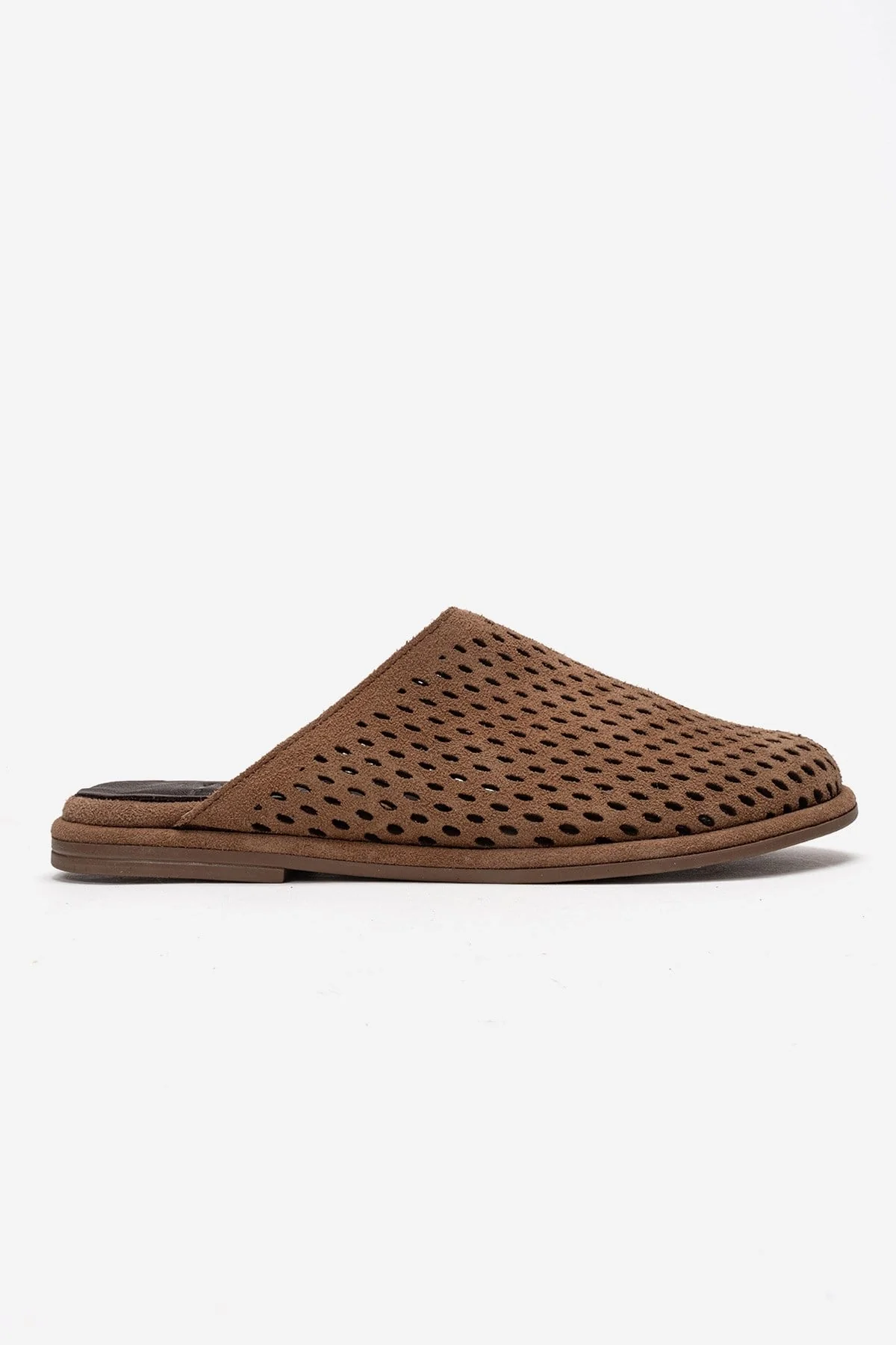 Melara - Camel Genuine Leather (Suede) Perforated Closed-Toe Slide (Women) - Image 4