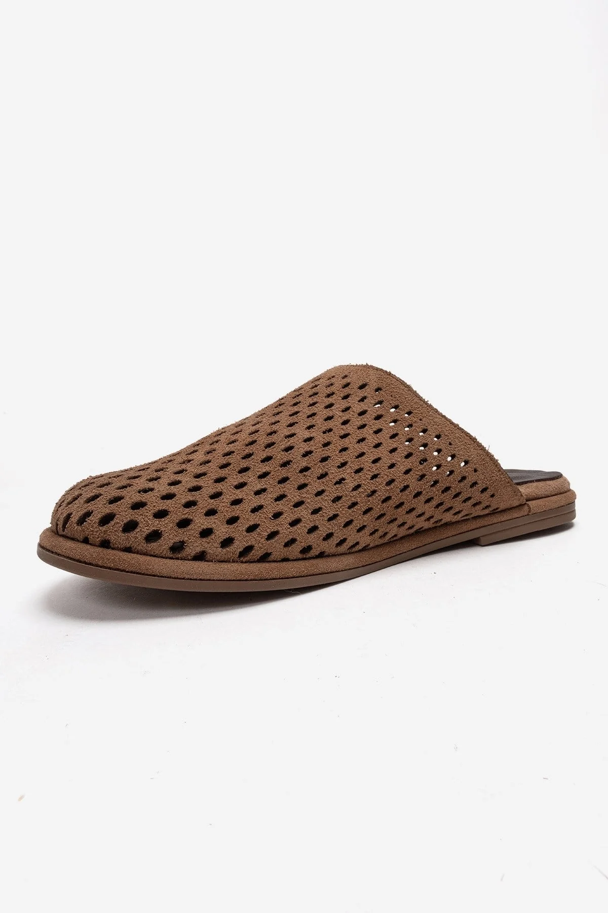 Melara - Camel Genuine Leather (Suede) Perforated Closed-Toe Slide (Women) - Image 6