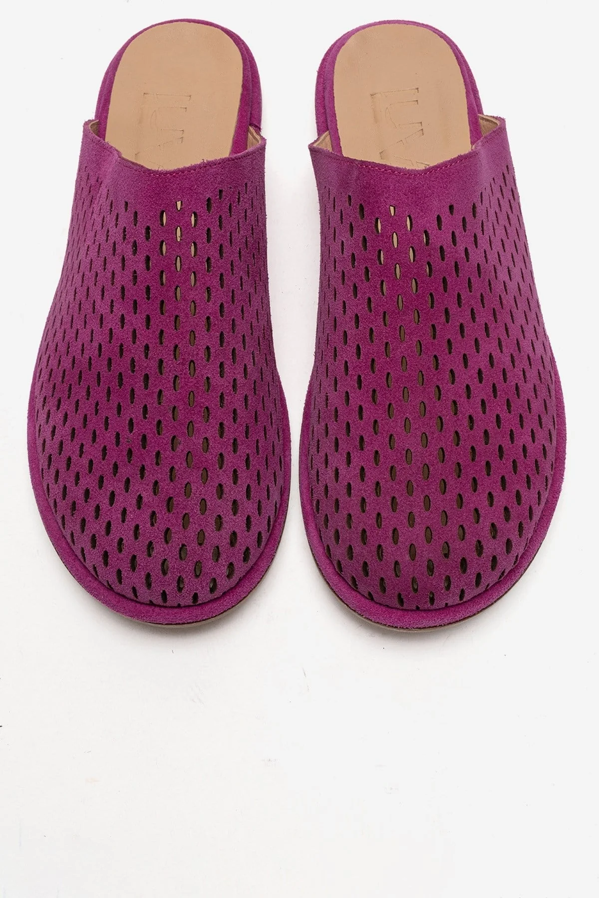 Melara - Fuchsia Genuine Leather (Suede) Perforated Closed-Toe Slide (Women) - Image 2