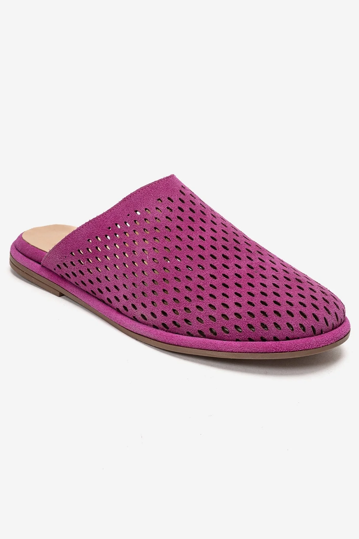 Melara - Fuchsia Genuine Leather (Suede) Perforated Closed-Toe Slide (Women) - Image 3