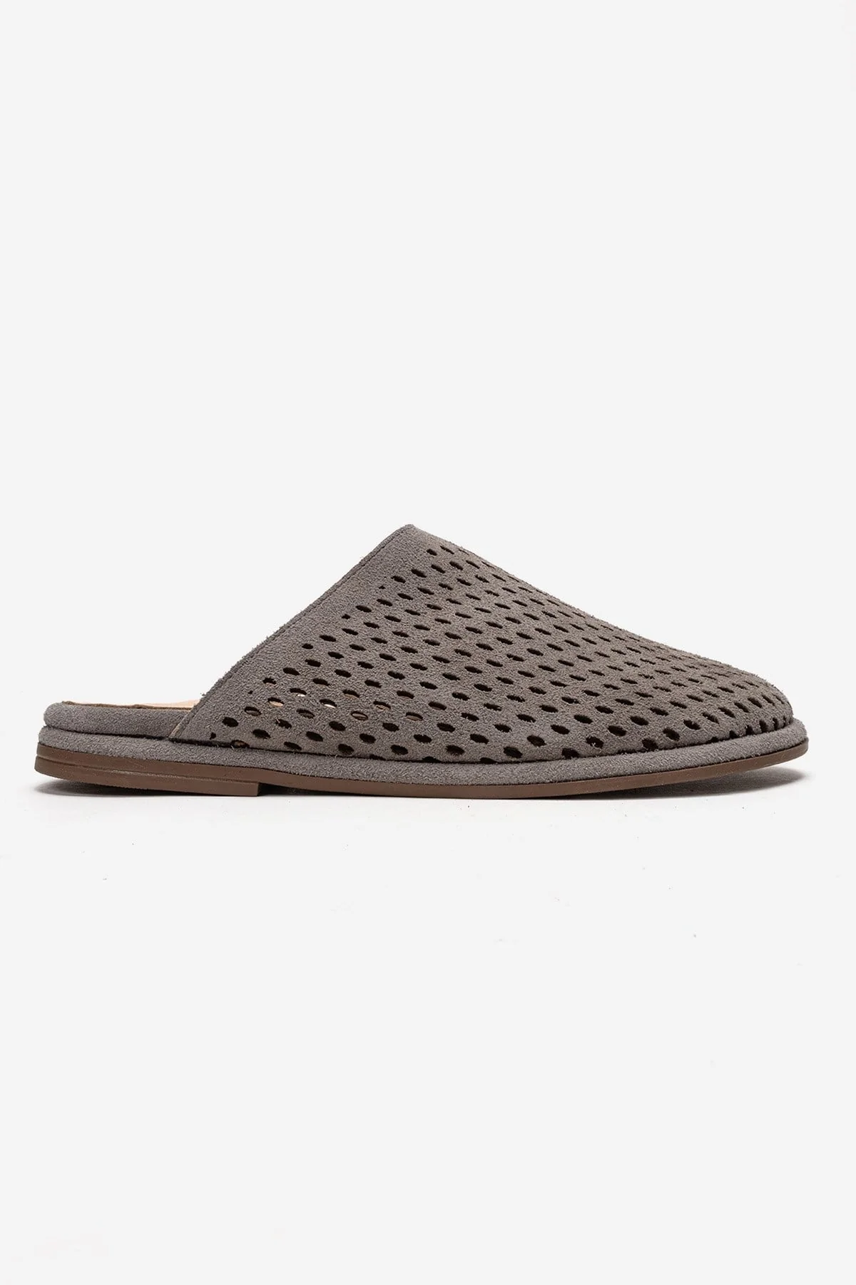 Melara - Gray Genuine Leather (Suede) Perforated Closed-Toe Slide (Women) - Image 4