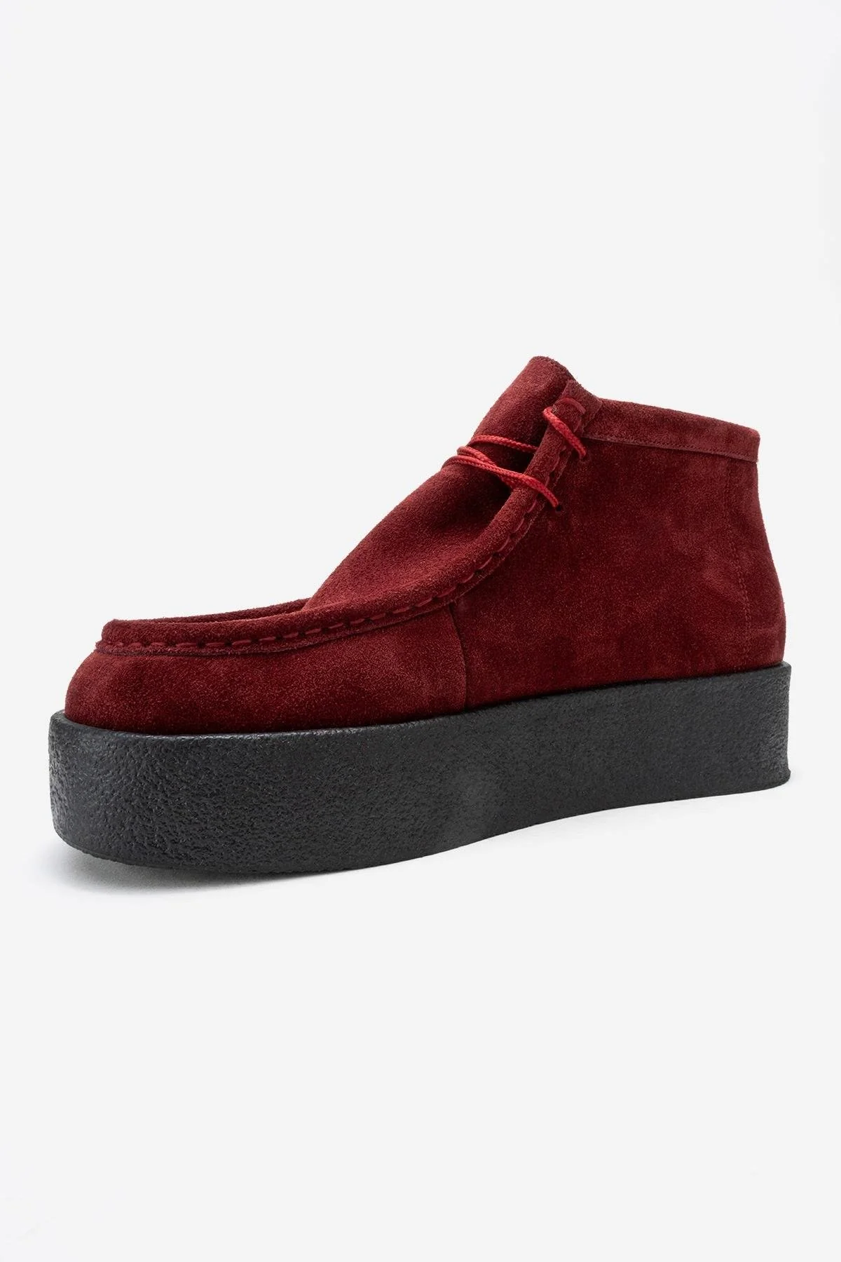 MELIA - Burgundy Suede Genuine Leather Chunky Sole Ankle Boot (Women) - Image 4