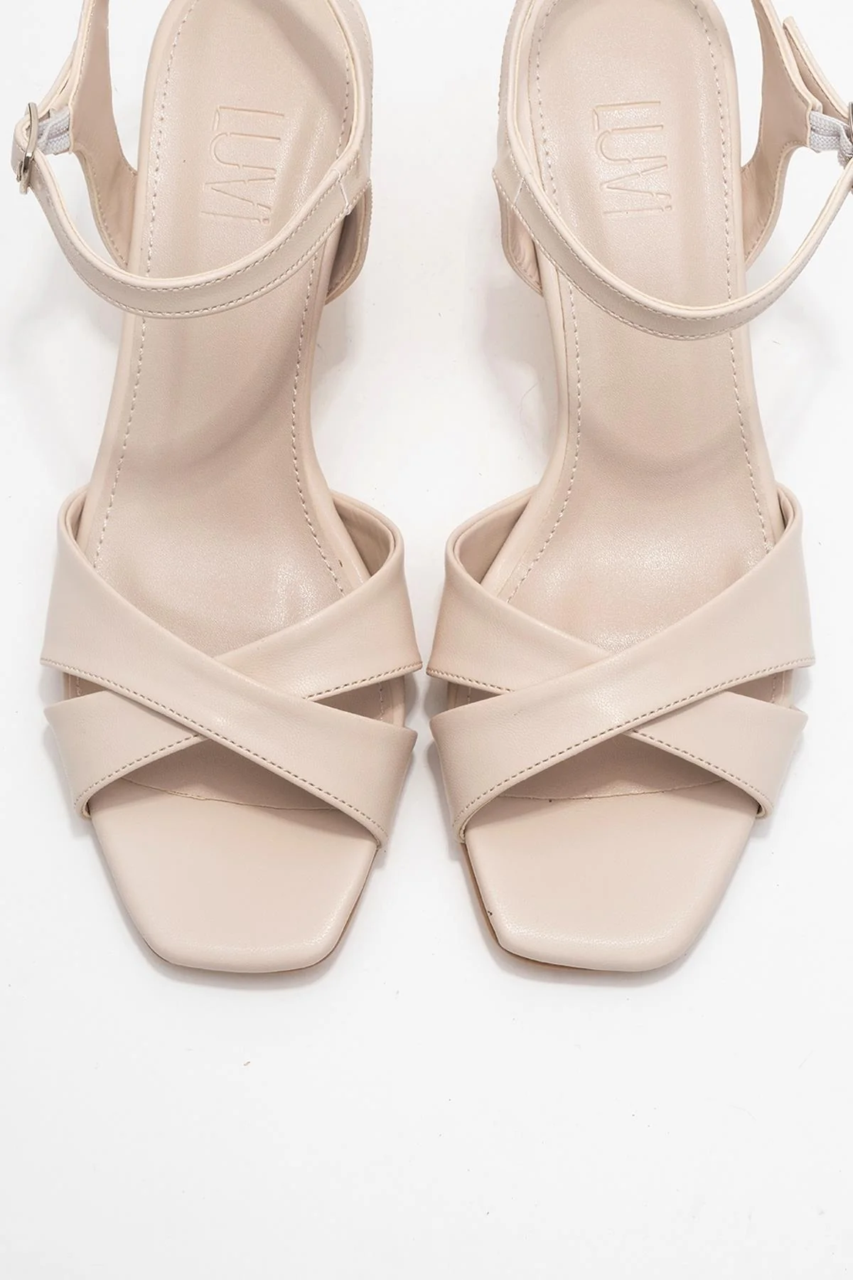 Melin - Beige Cross-Strap Stiletto Heel (Women) - Image 2