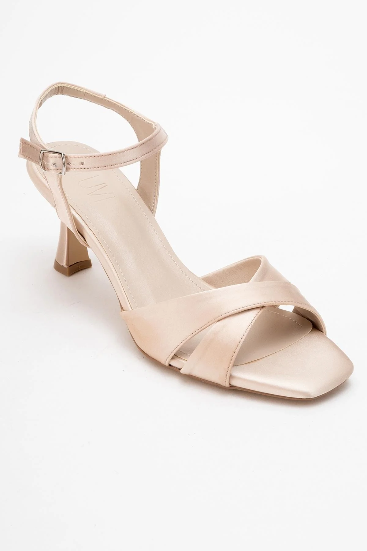 Melin - Beige Satin Cross-Strap Stiletto Pump (Women) - Image 3