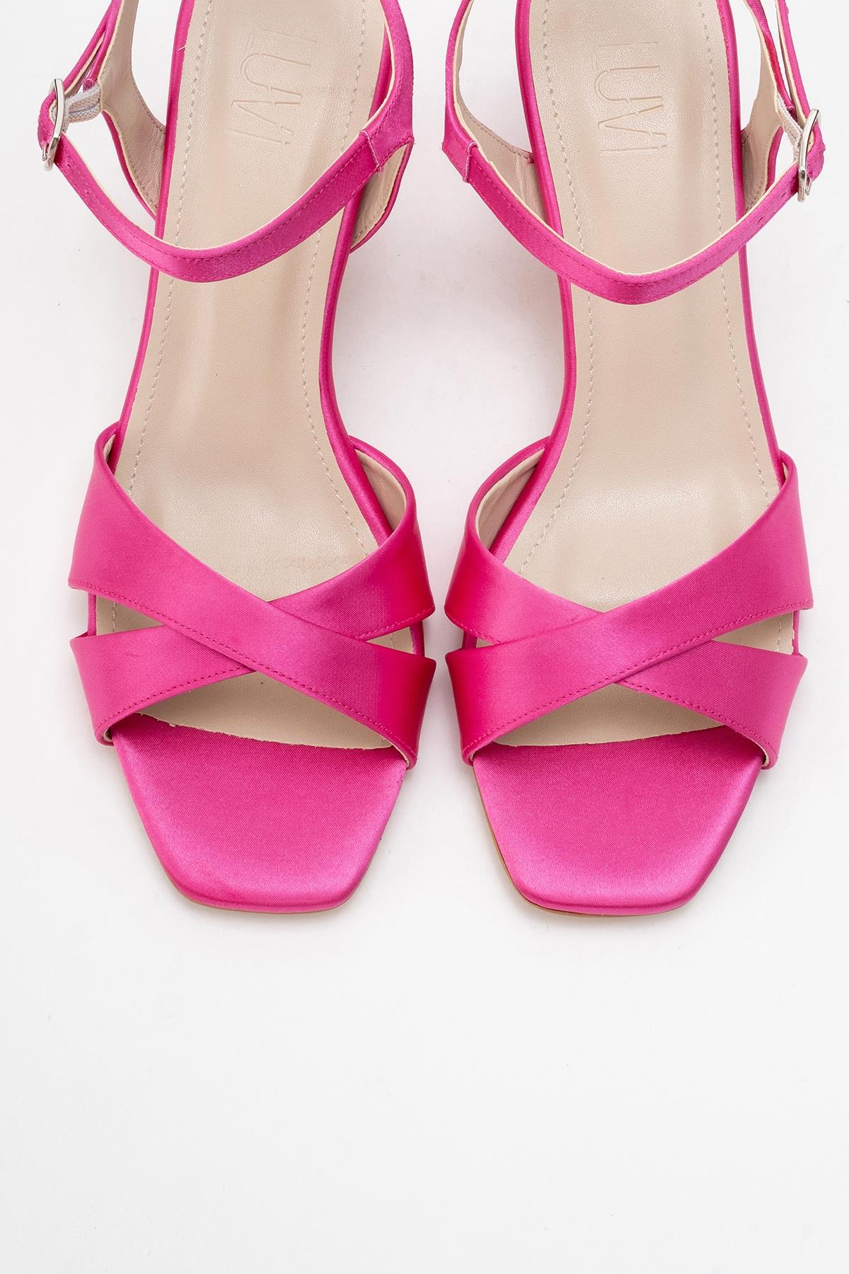Melin - Fuchsia Satin Cross-Strap Stiletto Pump (Women) - Image 2