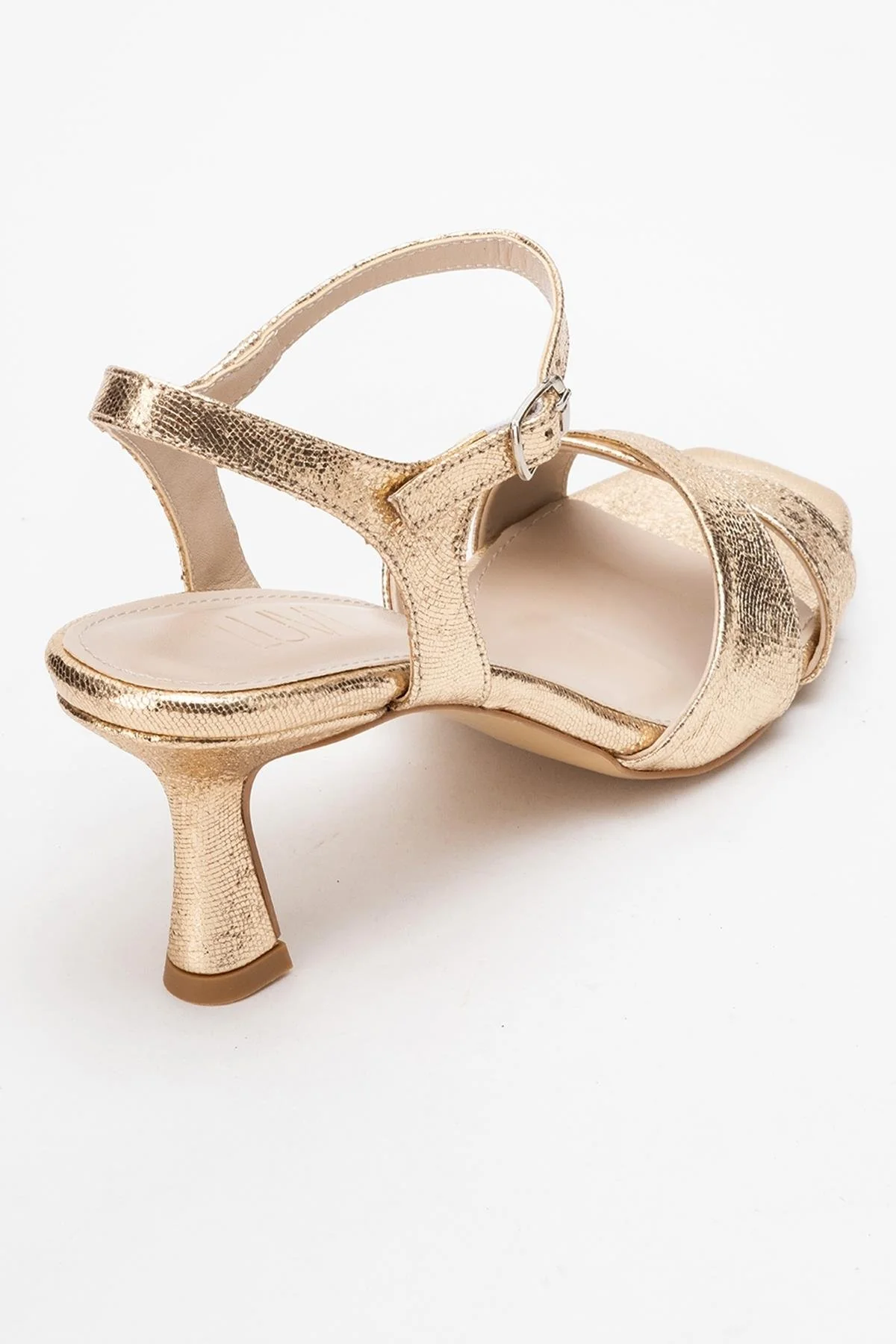 Melin - Gold Patterned Cross-Strap Stiletto Pump (Women) - Image 5