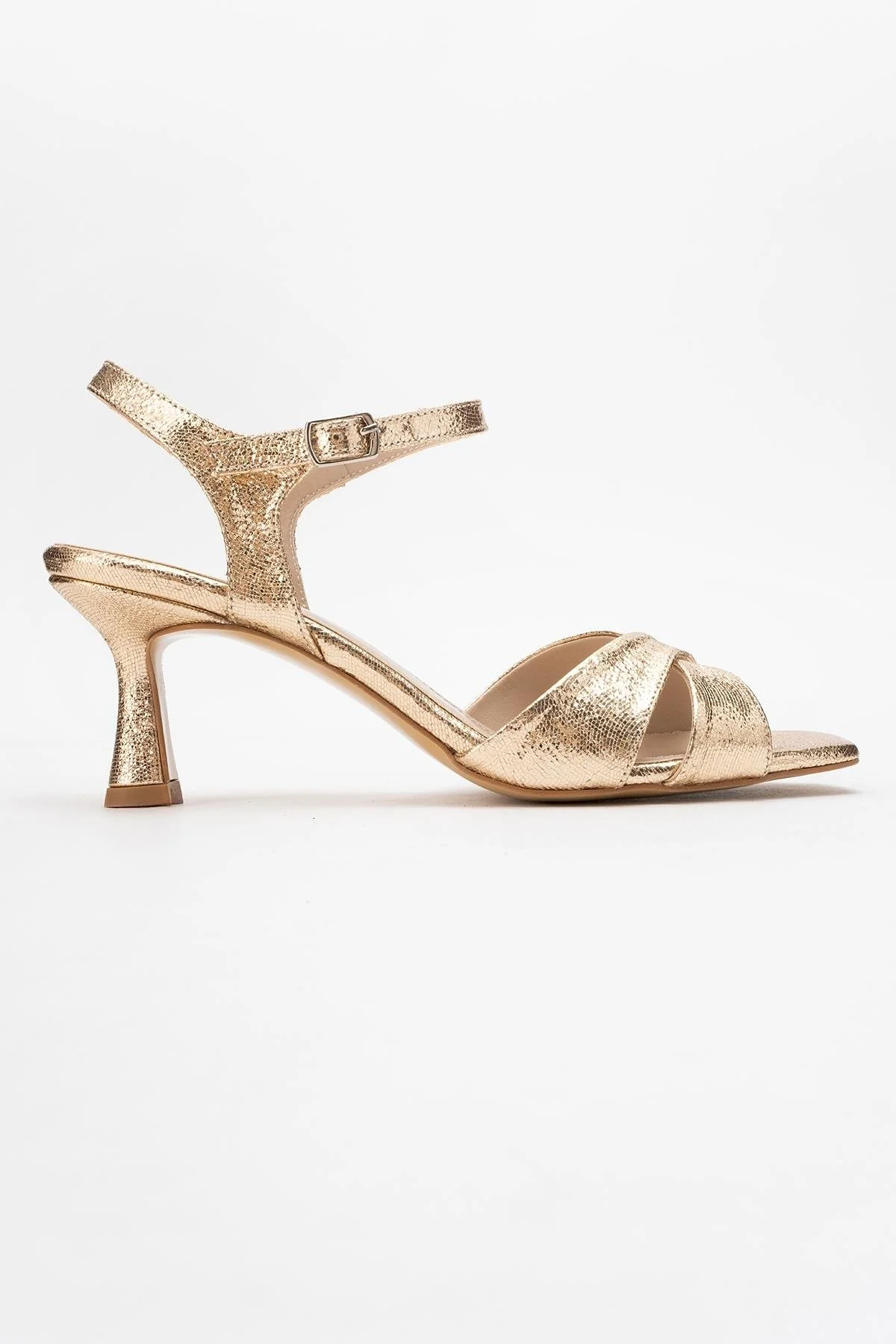 Melin - Gold Patterned Cross-Strap Stiletto Pump (Women) - Image 6
