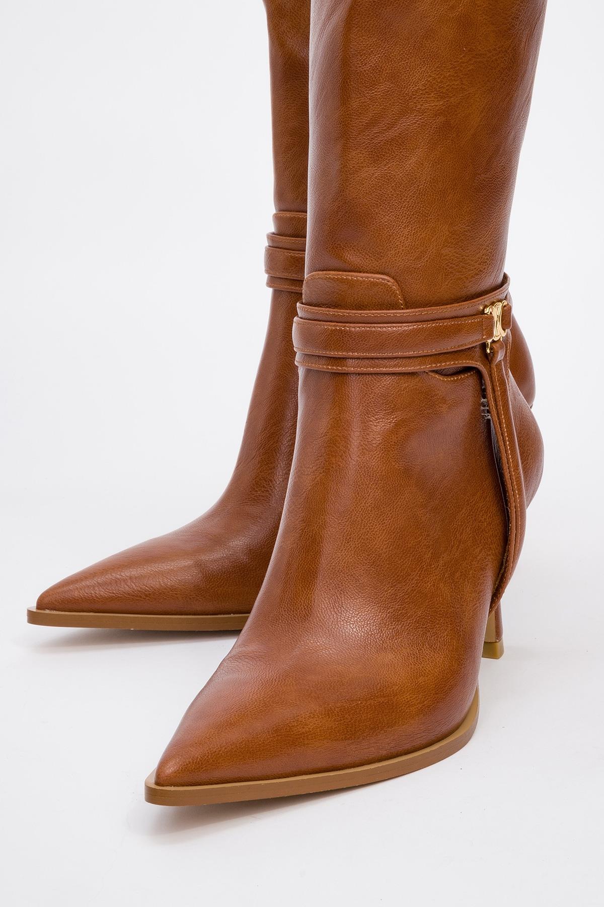 Melinka - Cognac Pointed Toe High Heel Boot (Women) - Image 3