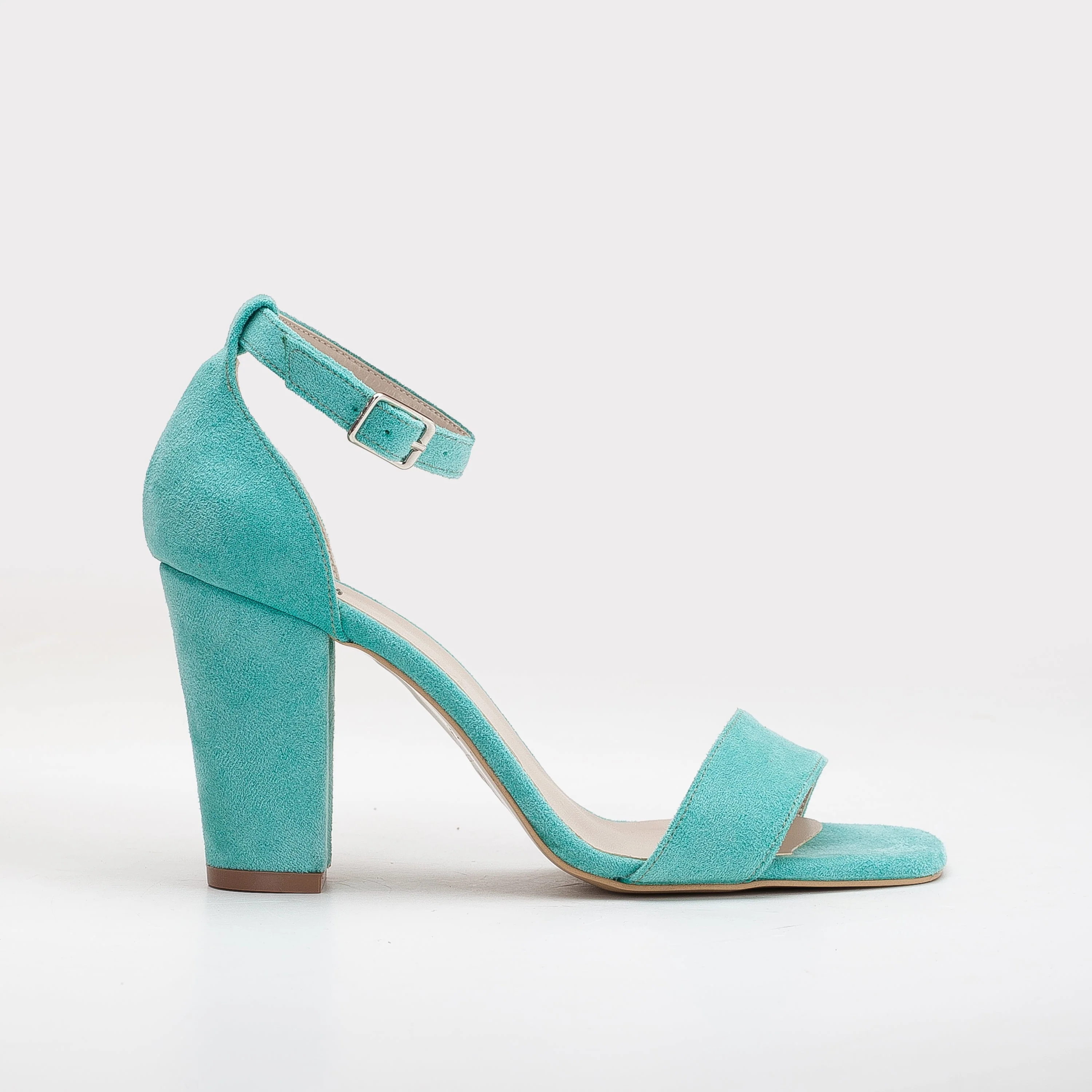Melissa - Aqua Blue Suede Sandals with Pearls - Image 7