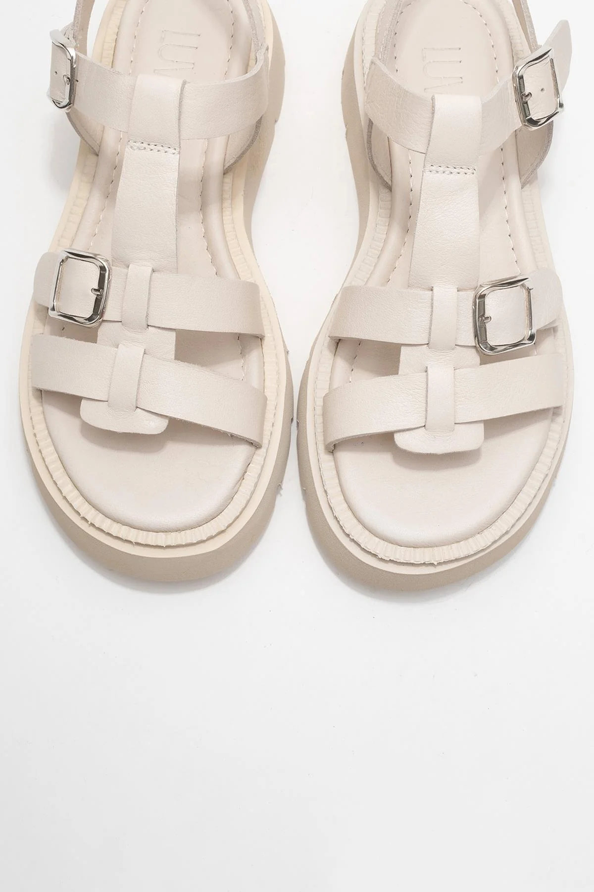 Melvin Beige Leather Sandal (Women) - Image 2