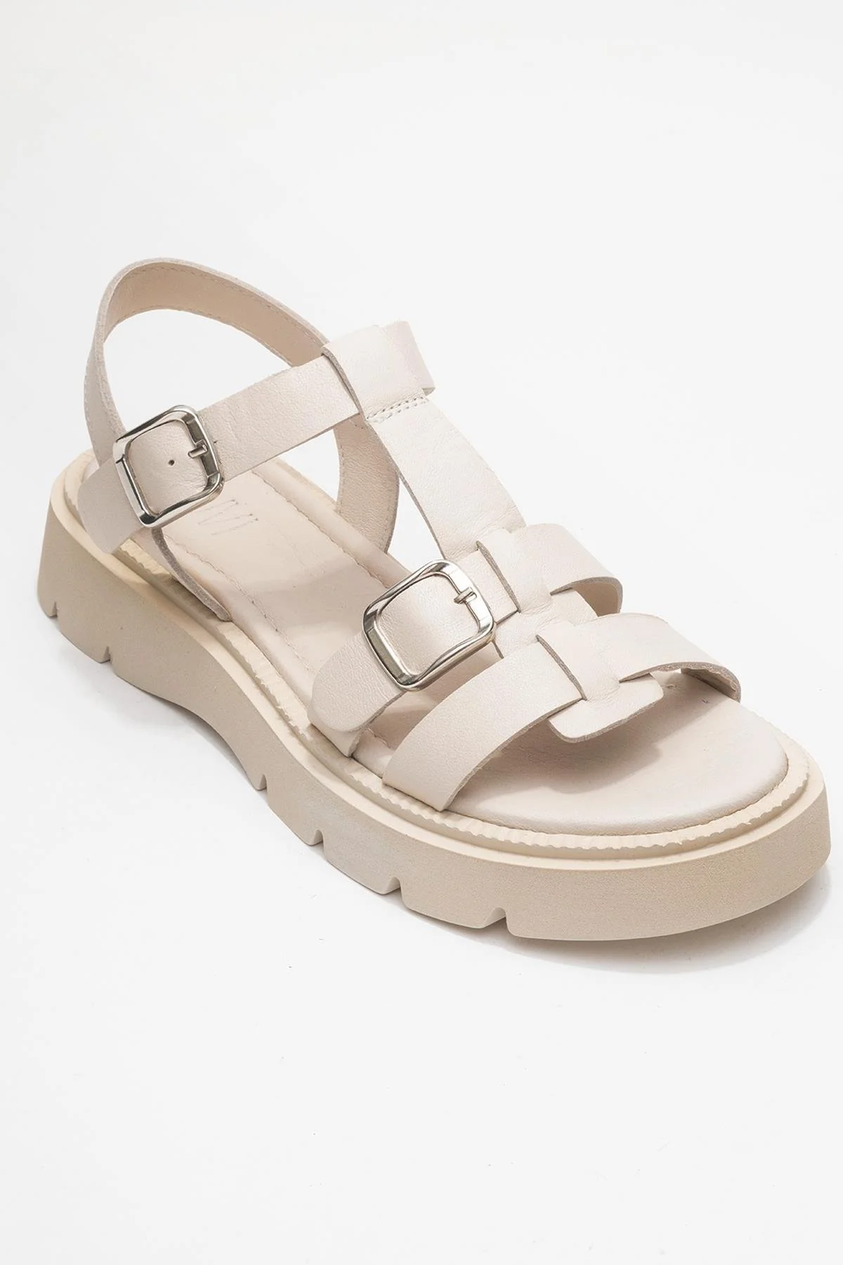 Melvin Beige Leather Sandal (Women) - Image 3