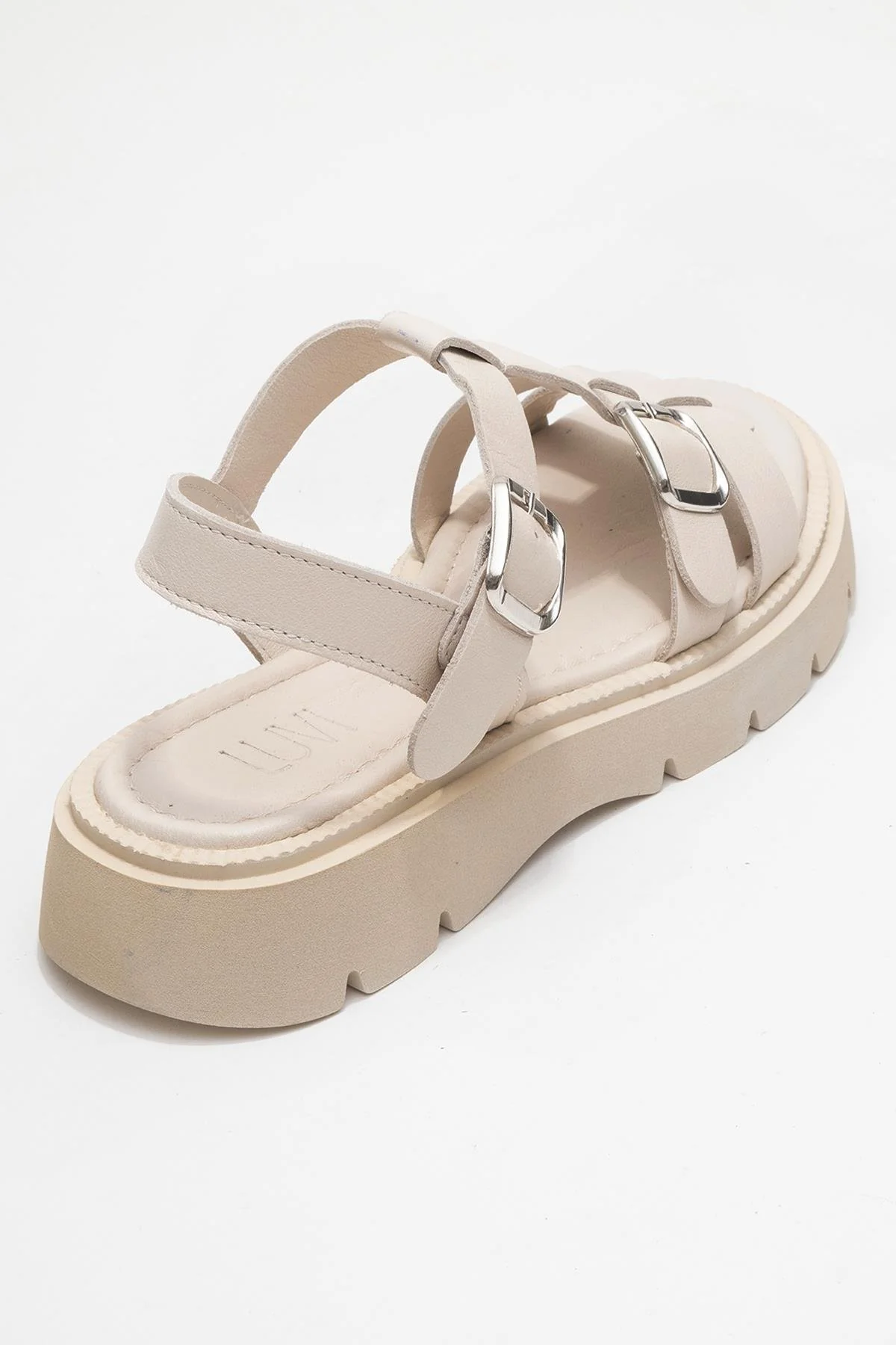 Melvin Beige Leather Sandal (Women) - Image 5