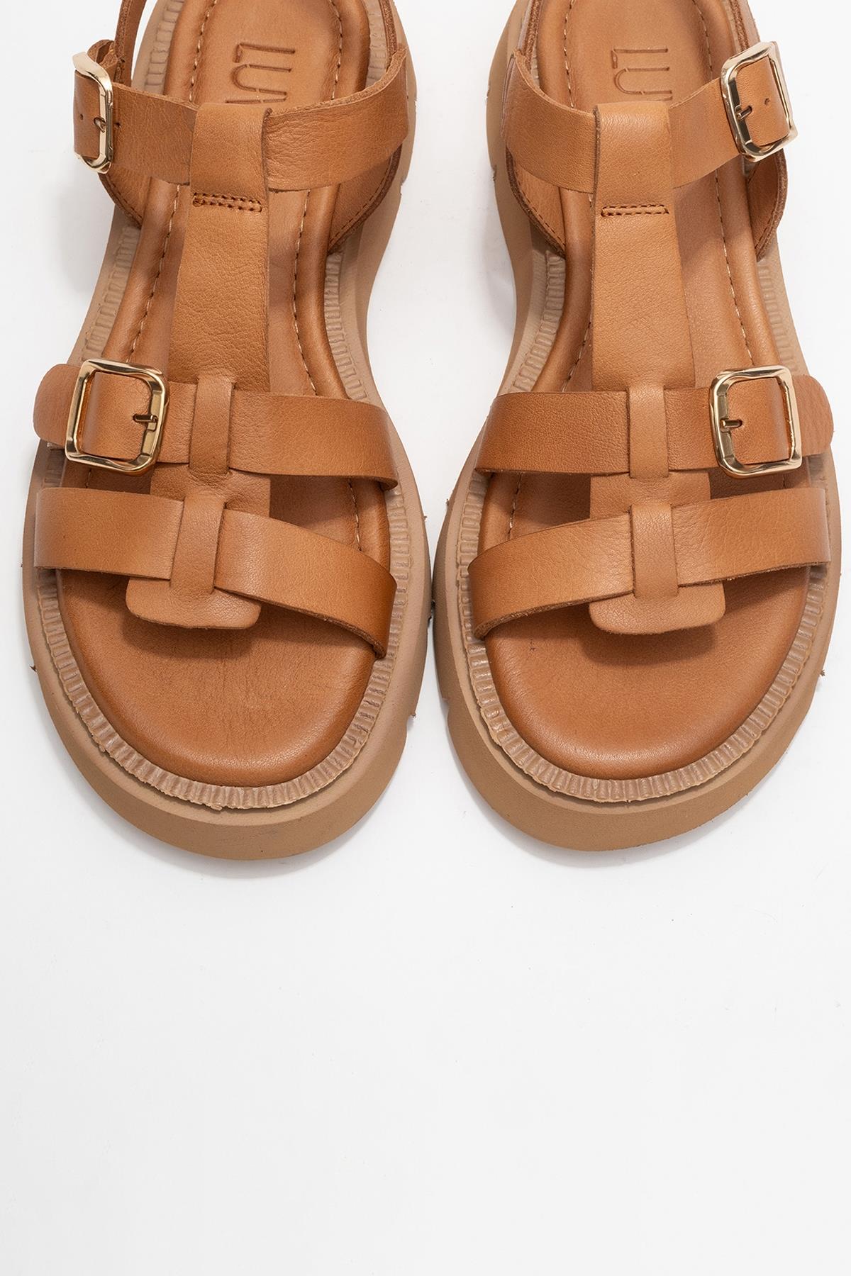 Melvin Cognac Brown Leather Sandal (Women) - Image 2