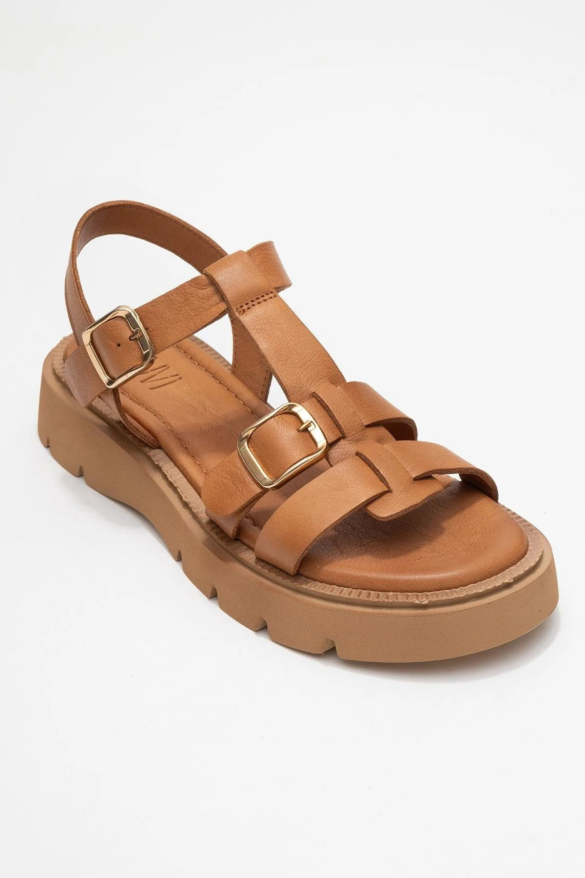 Melvin Cognac Brown Leather Sandal (Women) - Image 3