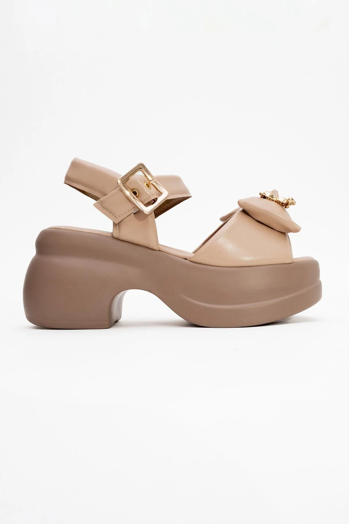 Merida Dark Beige Buckle Platform Sandal (Women) - Image 6