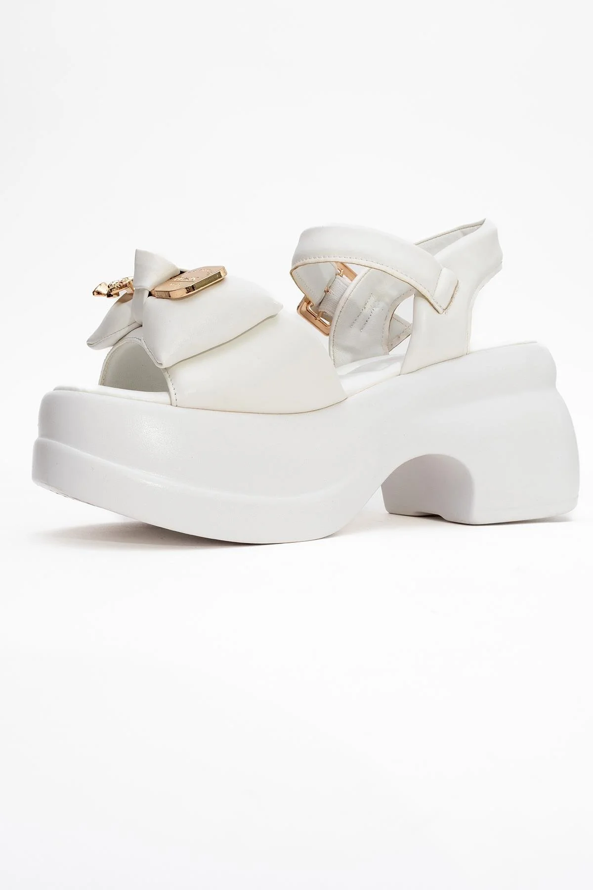 Merida White Buckle Platform Sandal (Women) - Image 4