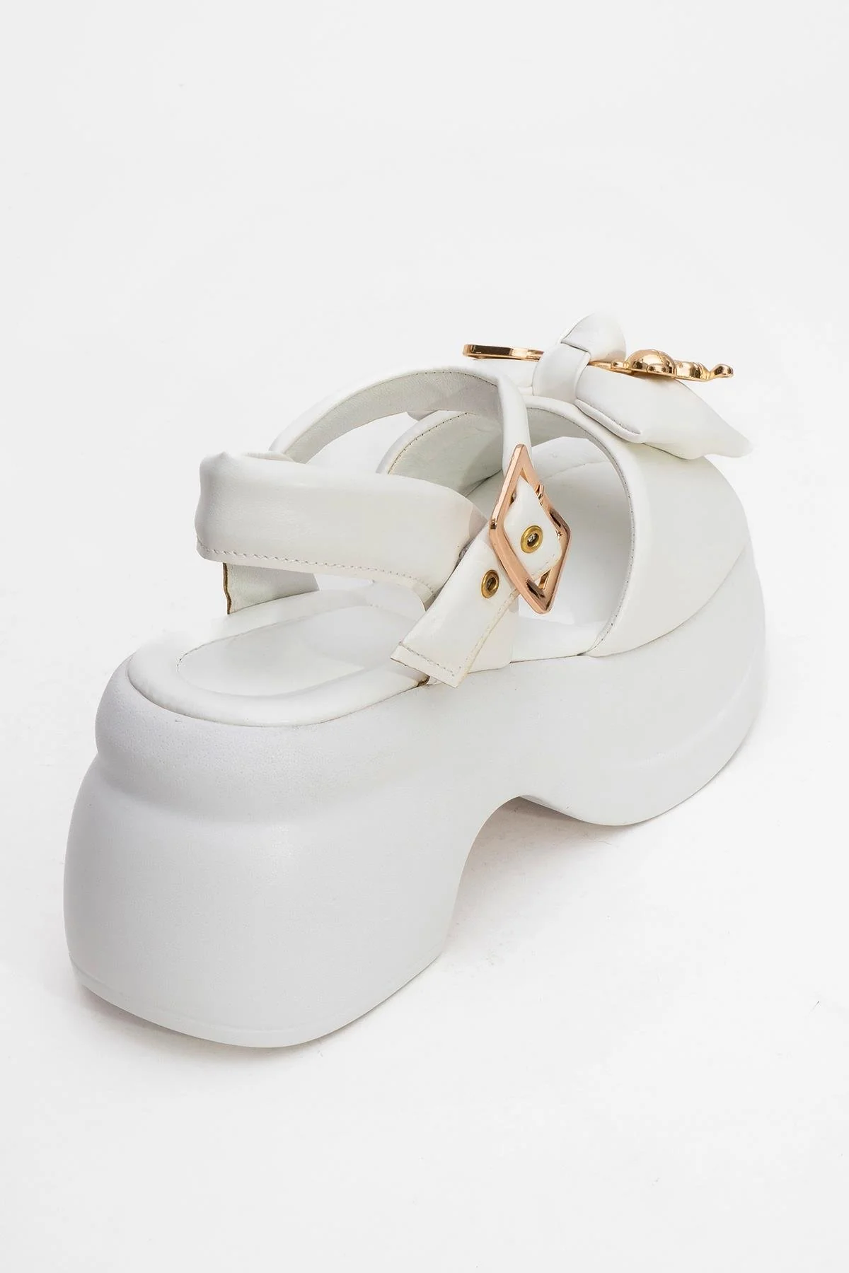 Merida White Buckle Platform Sandal (Women) - Image 5