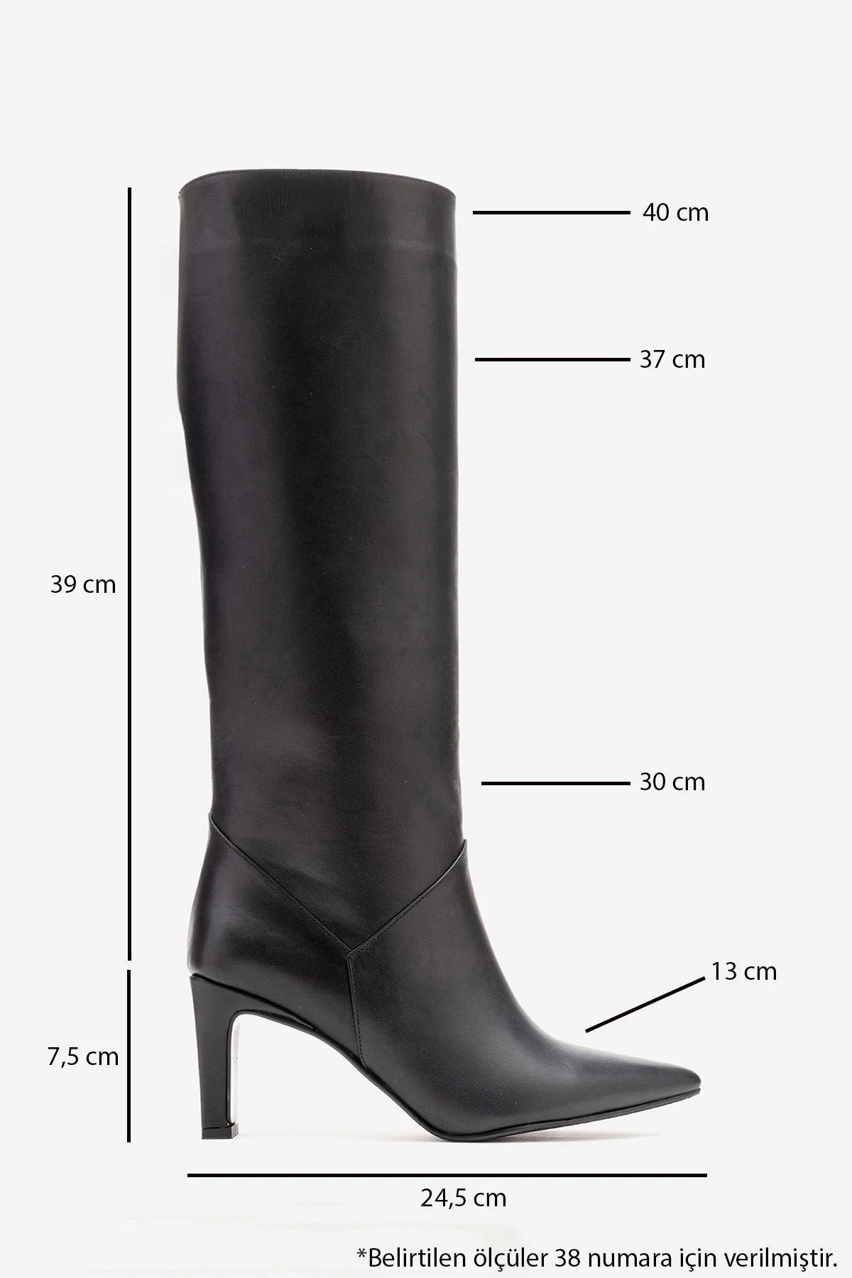 MERLA - Black Genuine Leather Block Heel Boot (Women) - Image 3