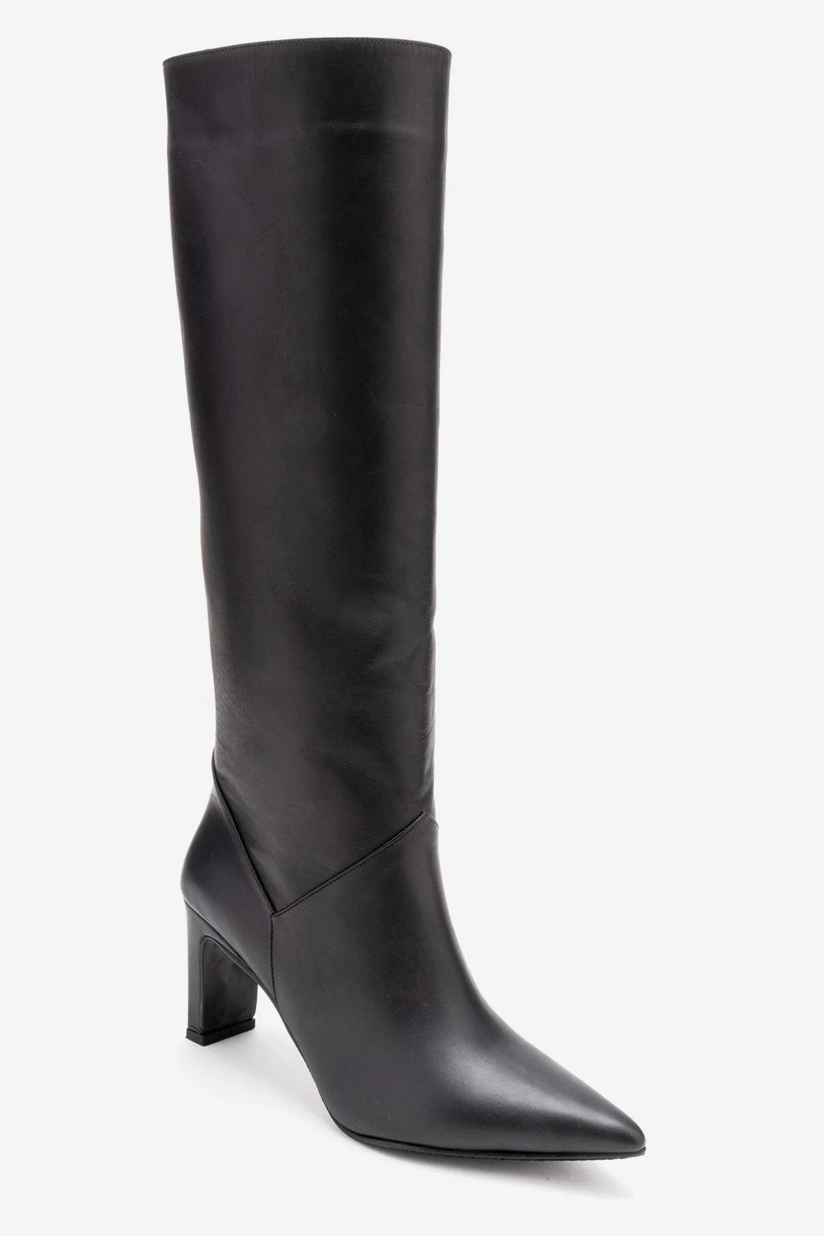 MERLA - Black Genuine Leather Block Heel Boot (Women) - Image 7