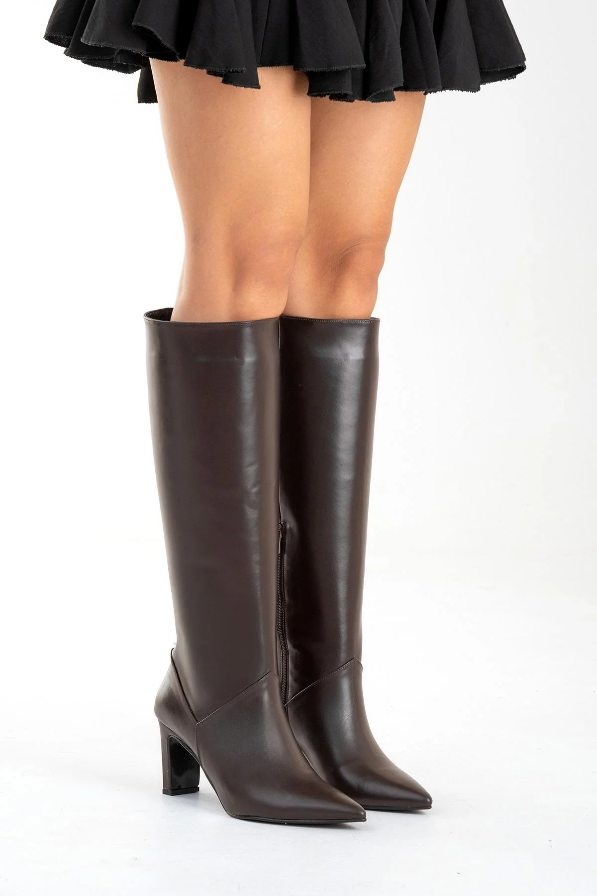 MERLA - Brown Genuine Leather Block Heel Boot (Women) - Image 4