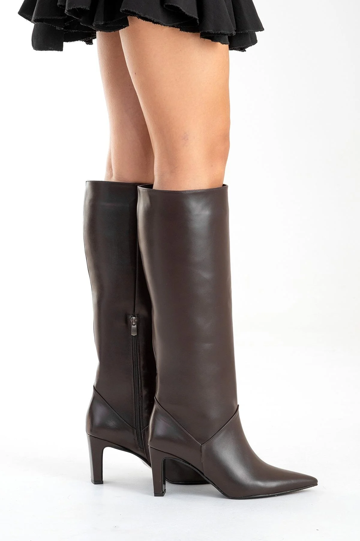 MERLA - Brown Genuine Leather Block Heel Boot (Women) - Image 5