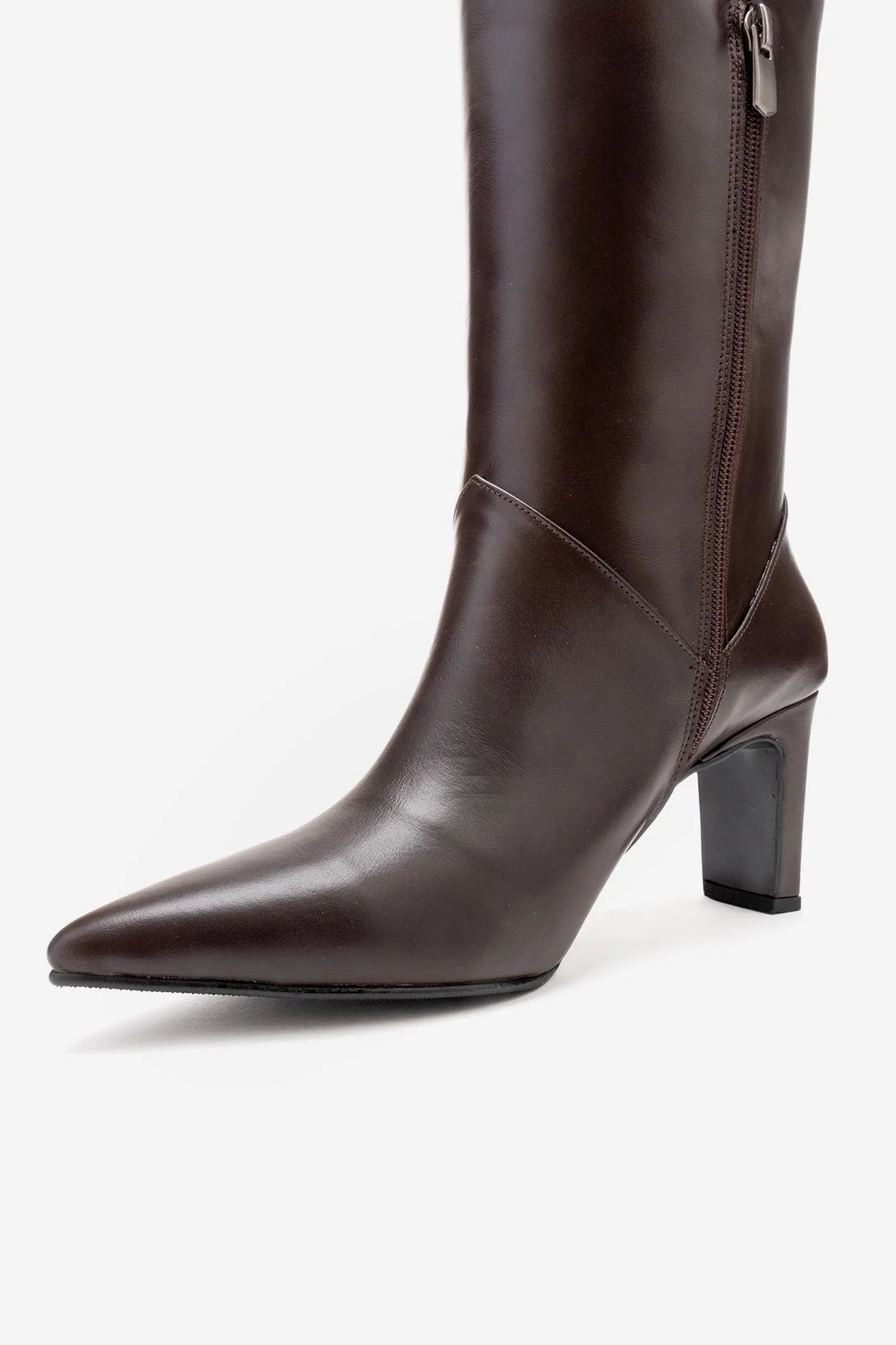 MERLA - Brown Genuine Leather Block Heel Boot (Women) - Image 8