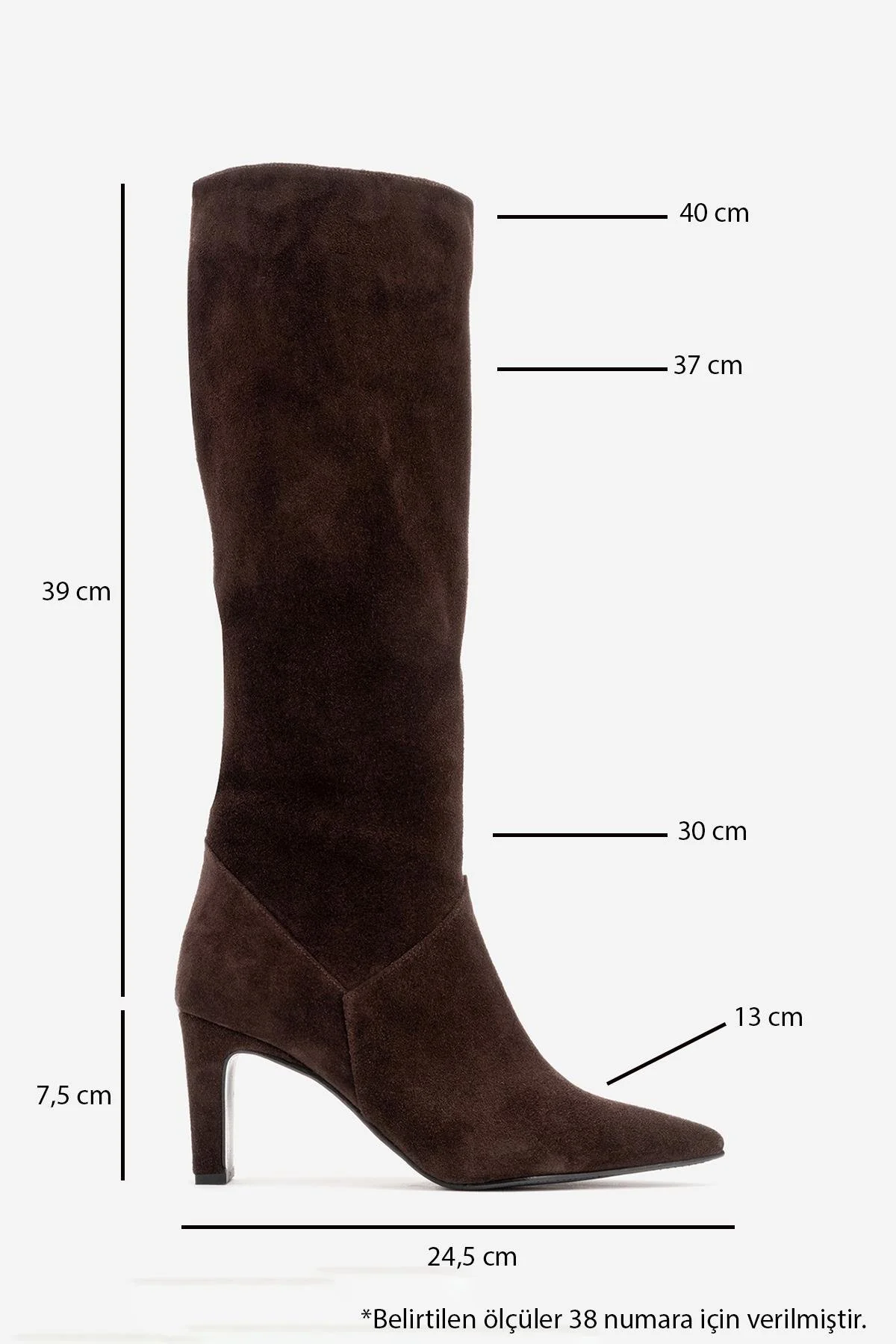 MERLA - Brown Suede Genuine Leather Block Heel Boot (Women) - Image 3