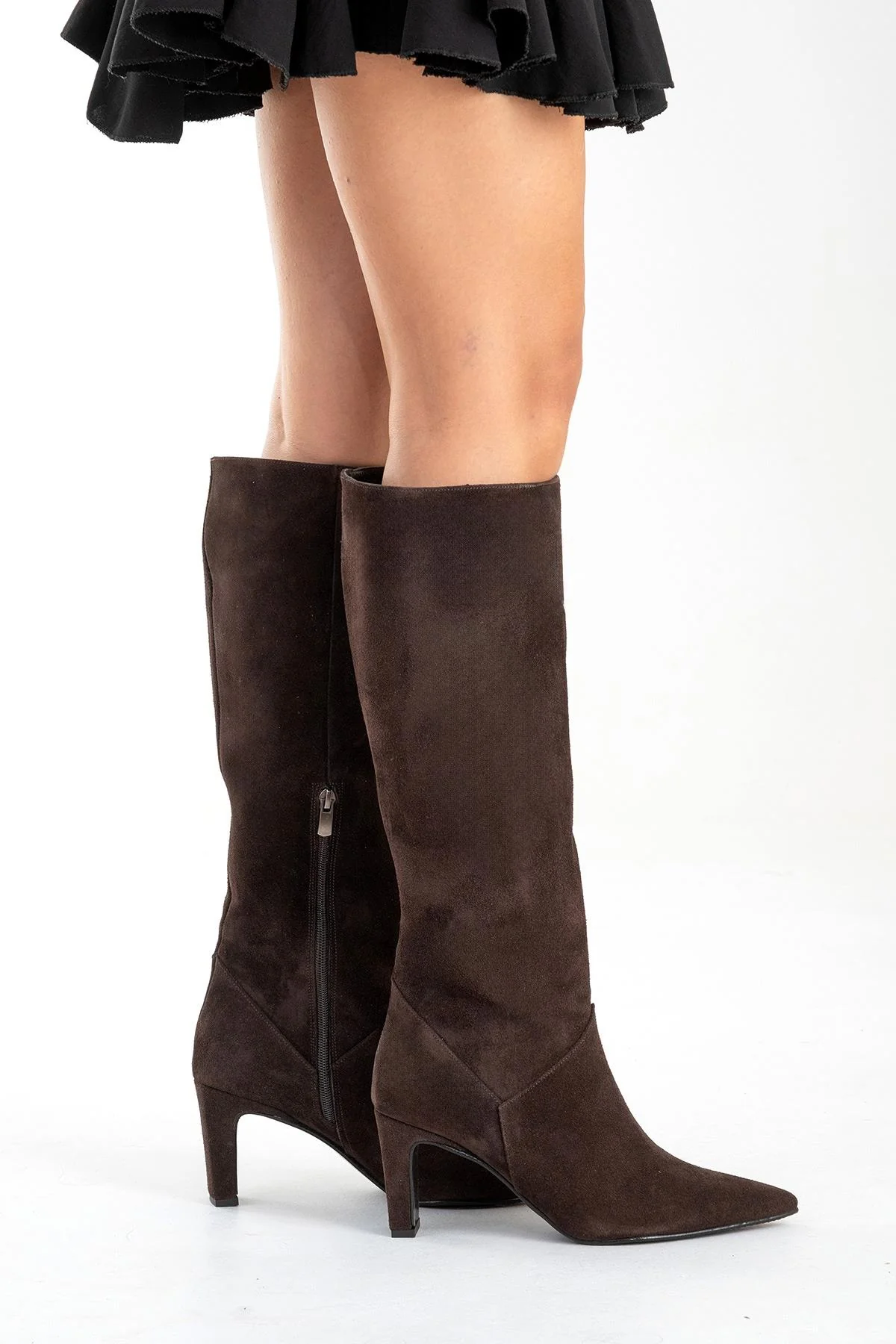 MERLA - Brown Suede Genuine Leather Block Heel Boot (Women) - Image 5